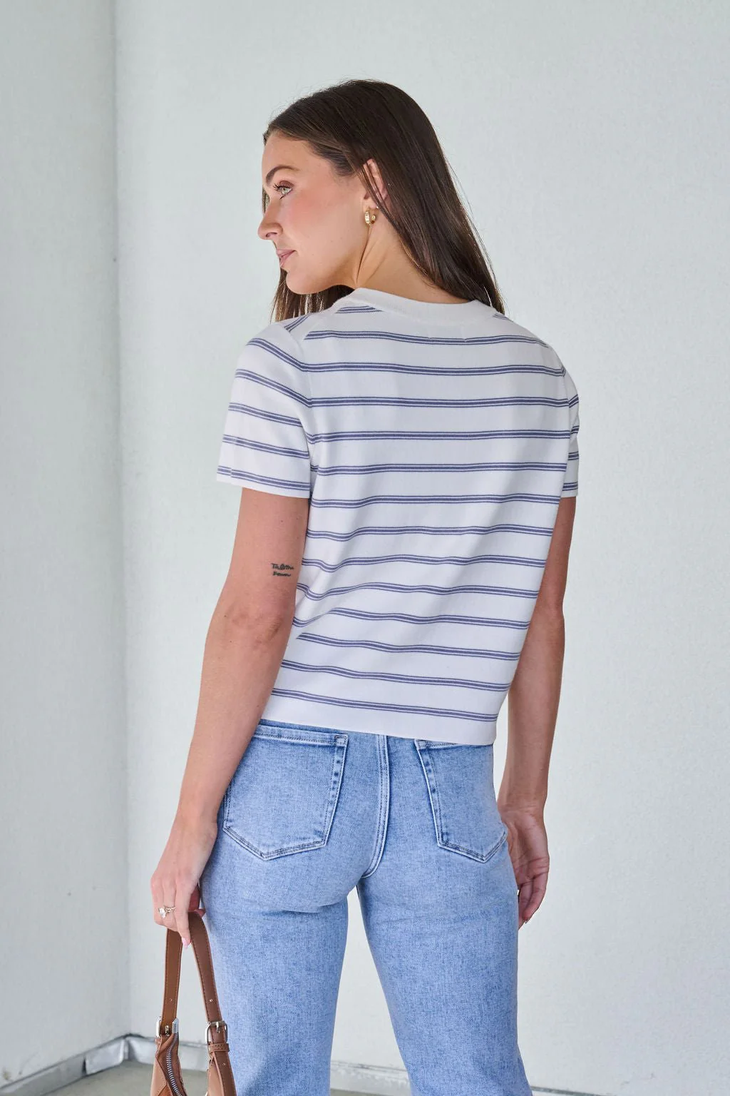 Marina Blue and White Striped Sweater Cardigan - FINAL SALE - Image 8