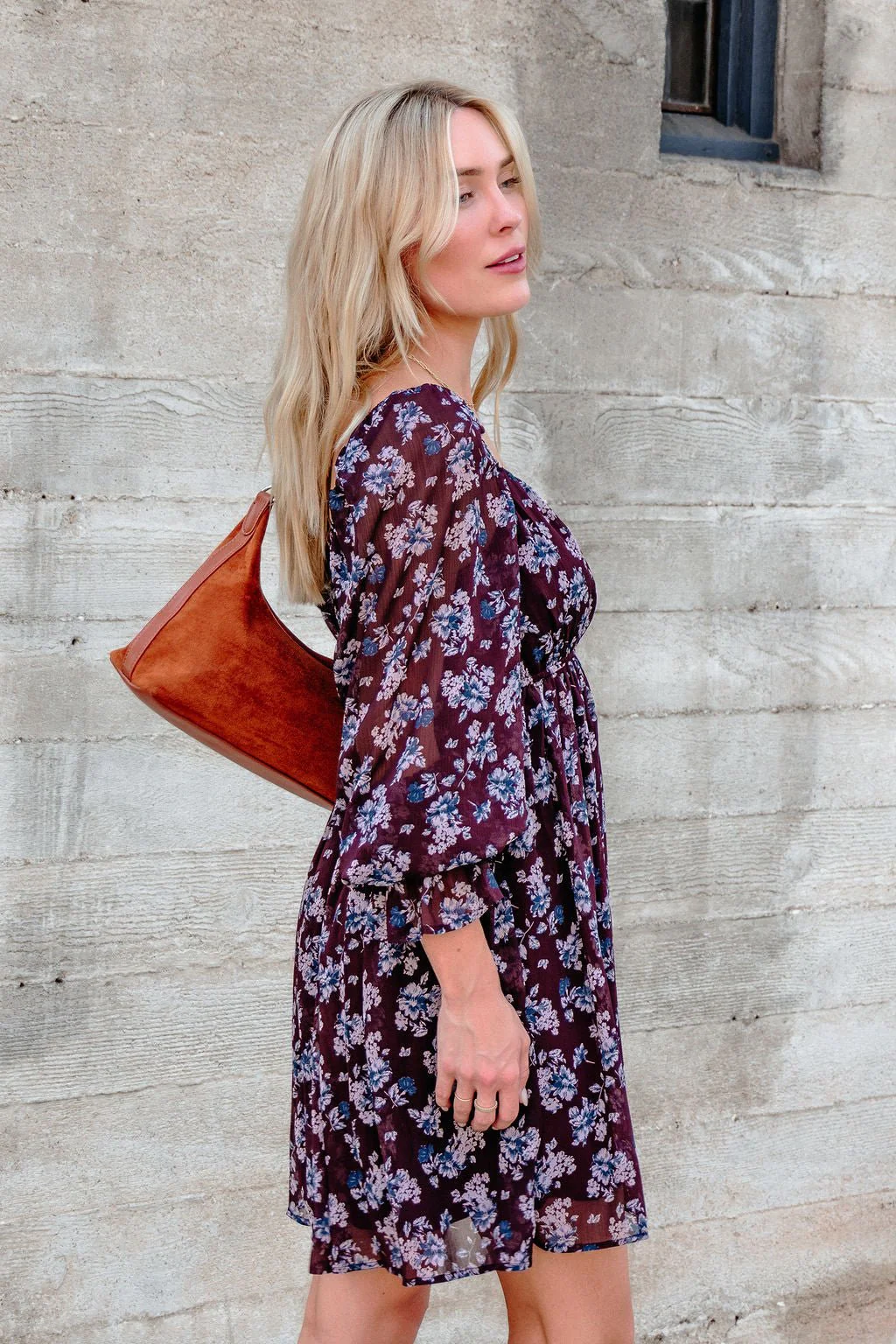Merlot Floral Chiffon Babydoll Mini Dress - FINAL SALE - Image 6