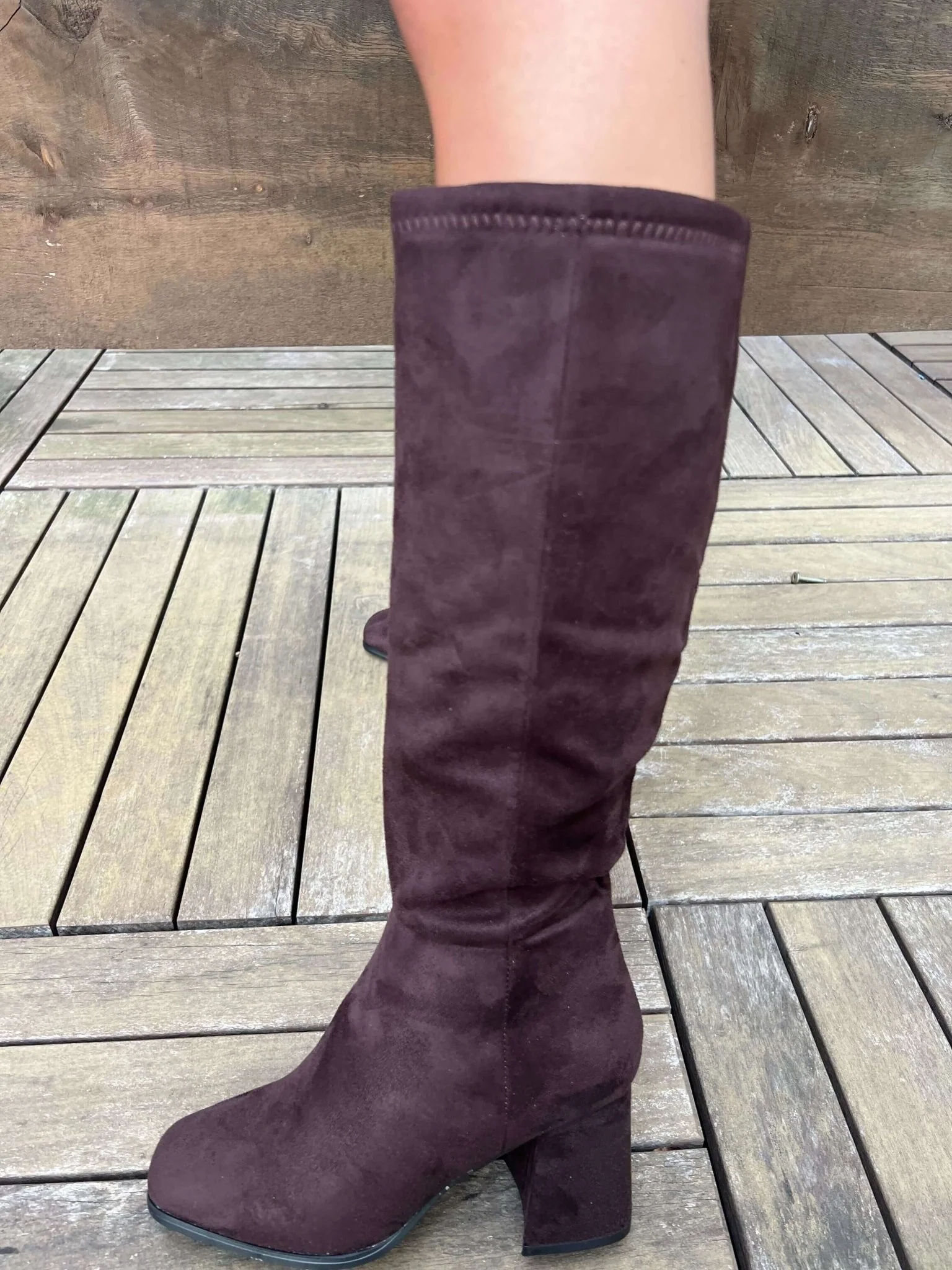 Milan Brown Heeled Knee High Boots - FINAL SALE