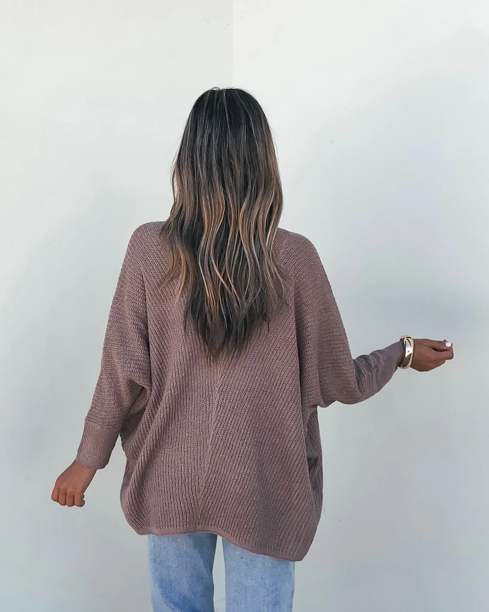 Mocha Dolman Sleeve Open Front Cardigan - Image 4