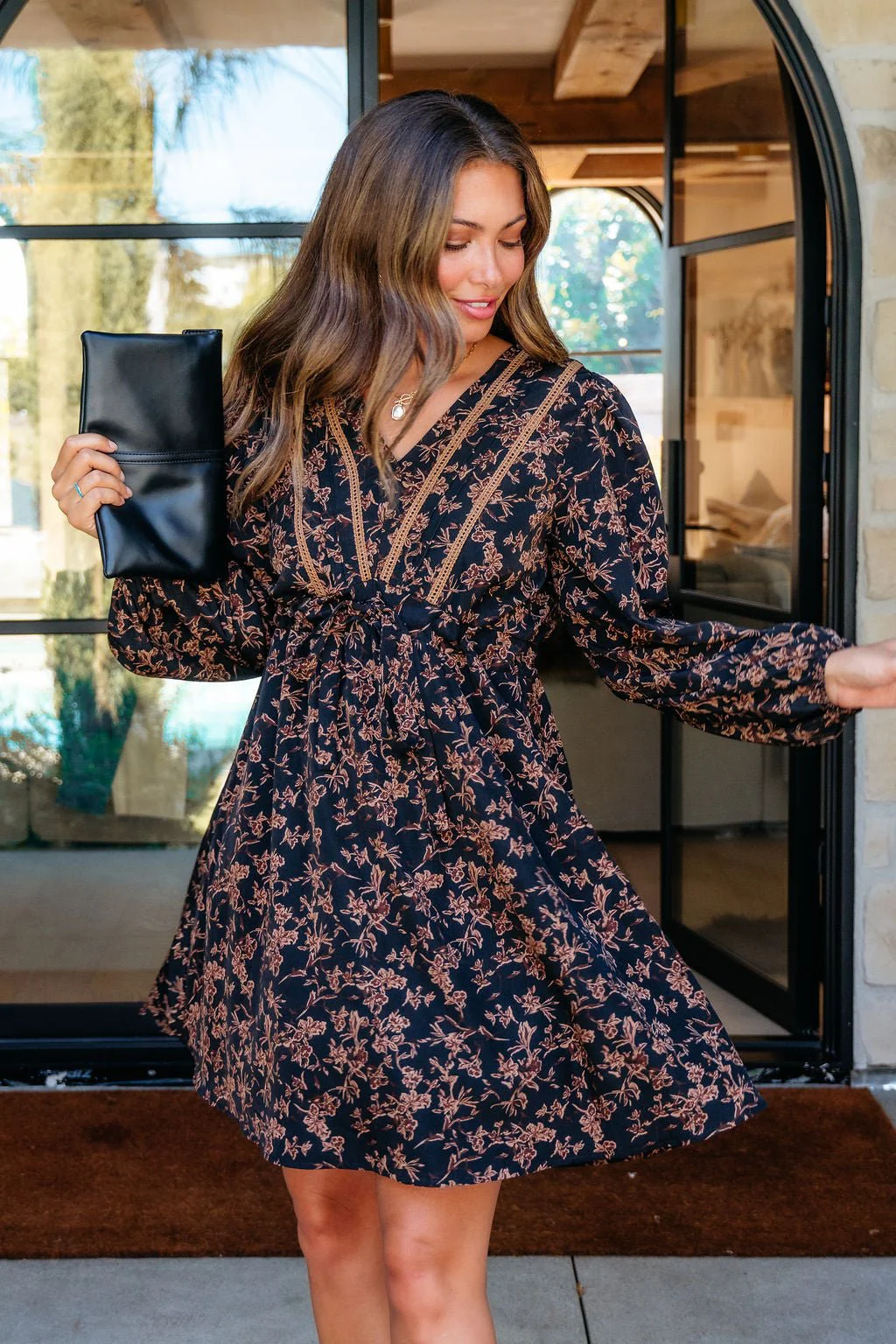 Multi Black Floral Print Mini Dress - FINAL SALE - Image 4