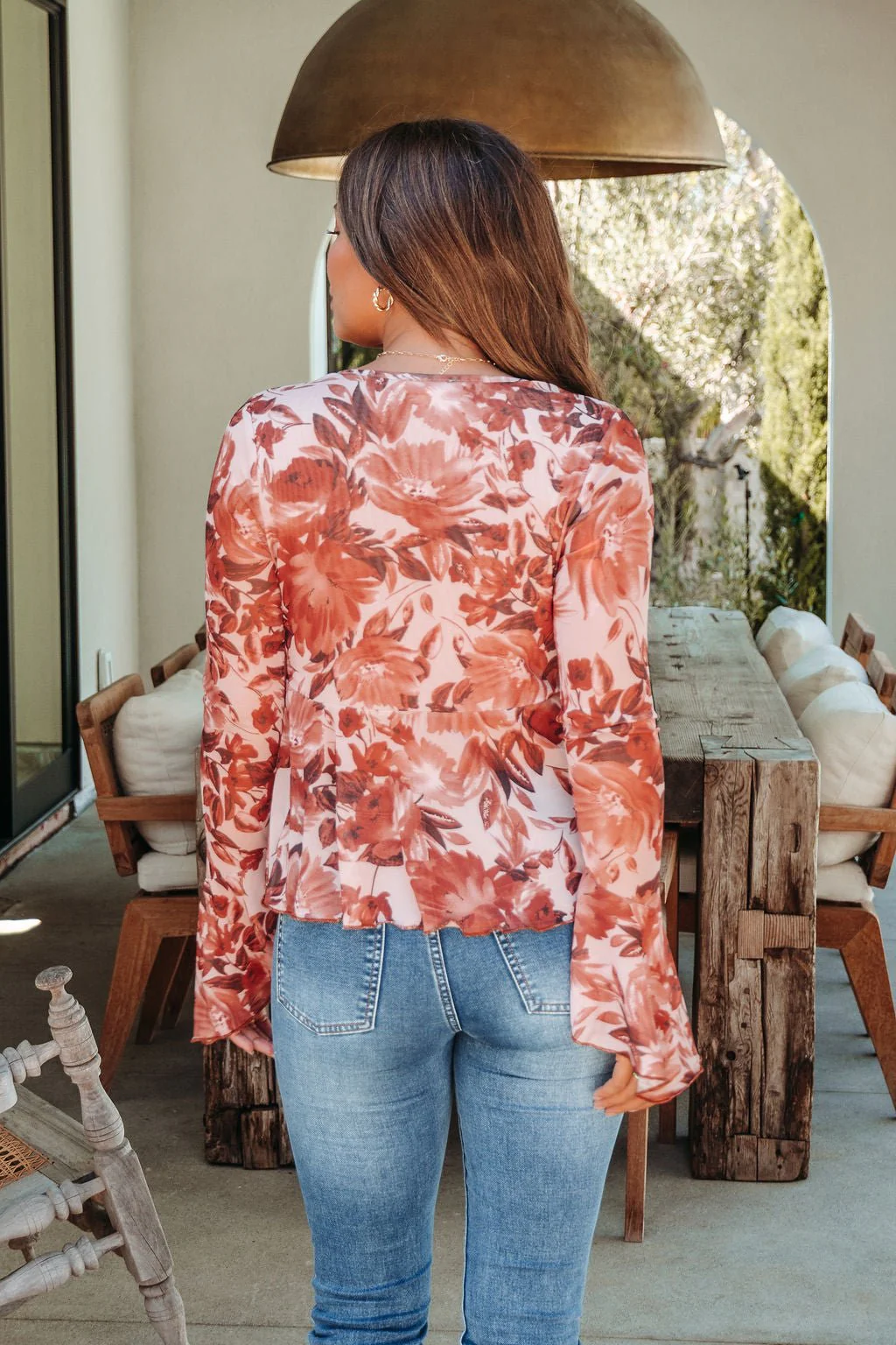 Multi Brown Floral Mesh Top - FINAL SALE - Image 8
