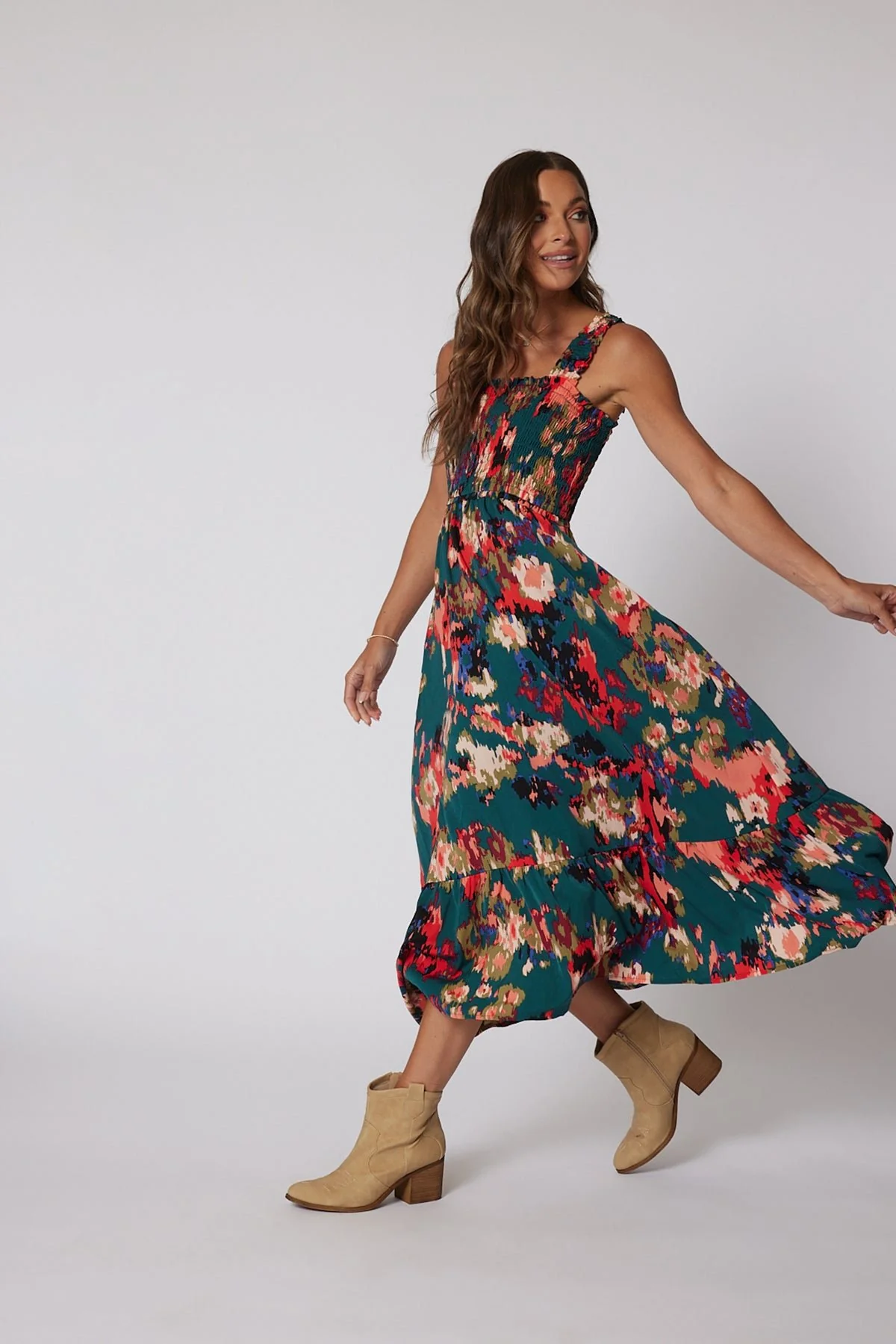 Multi Color Print Smock Maxi Dress - Image 12