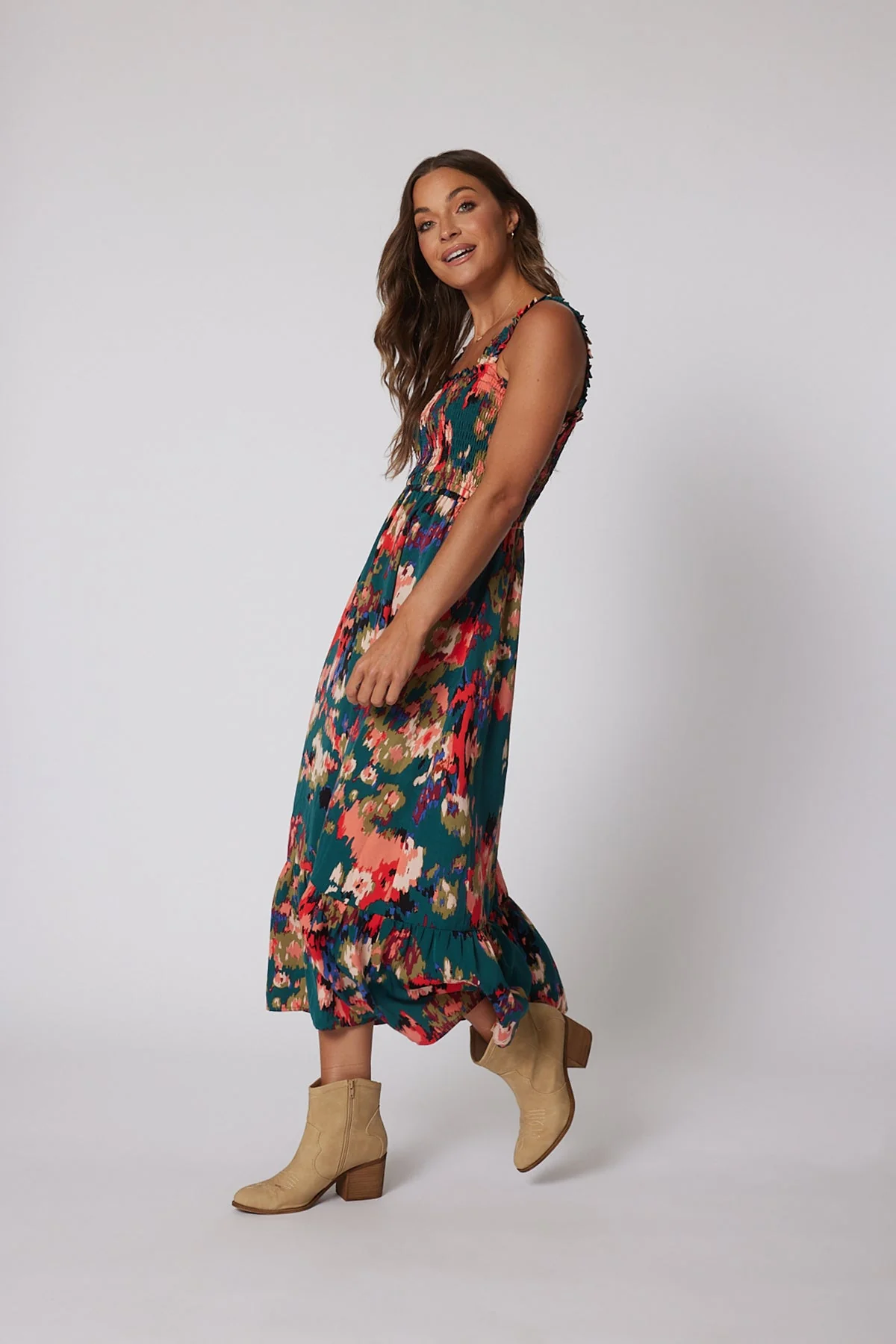 Multi Color Print Smock Maxi Dress - Image 13