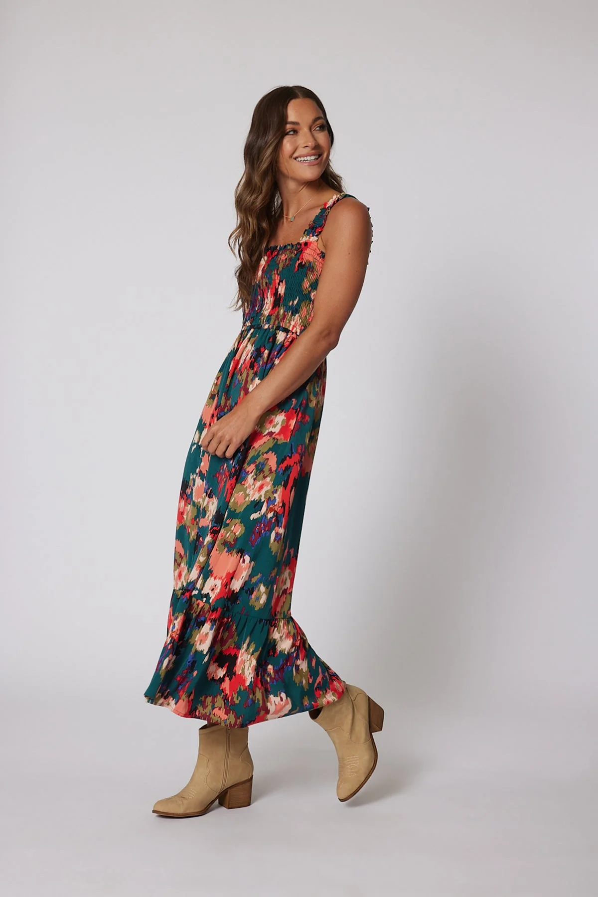 Multi Color Print Smock Maxi Dress - Image 14