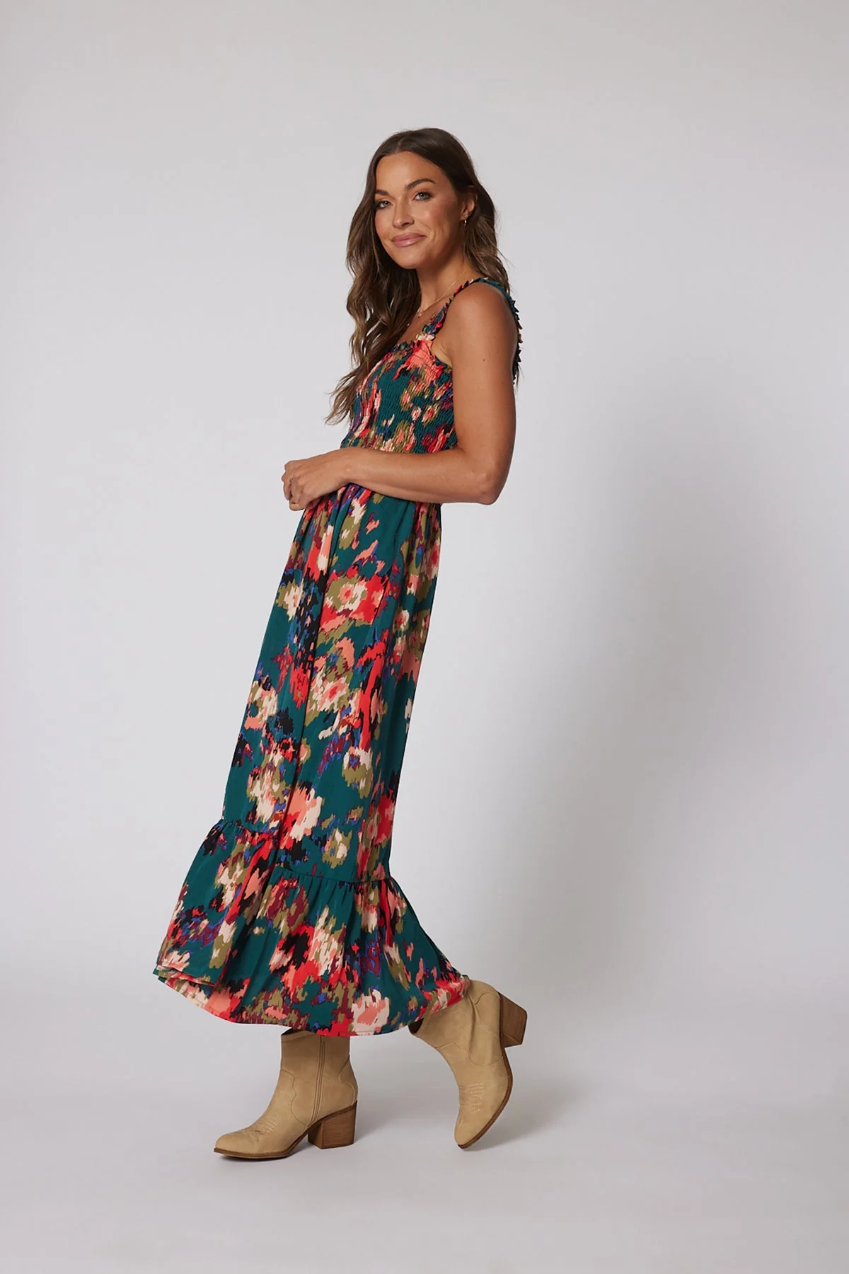 Multi Color Print Smock Maxi Dress - Image 15