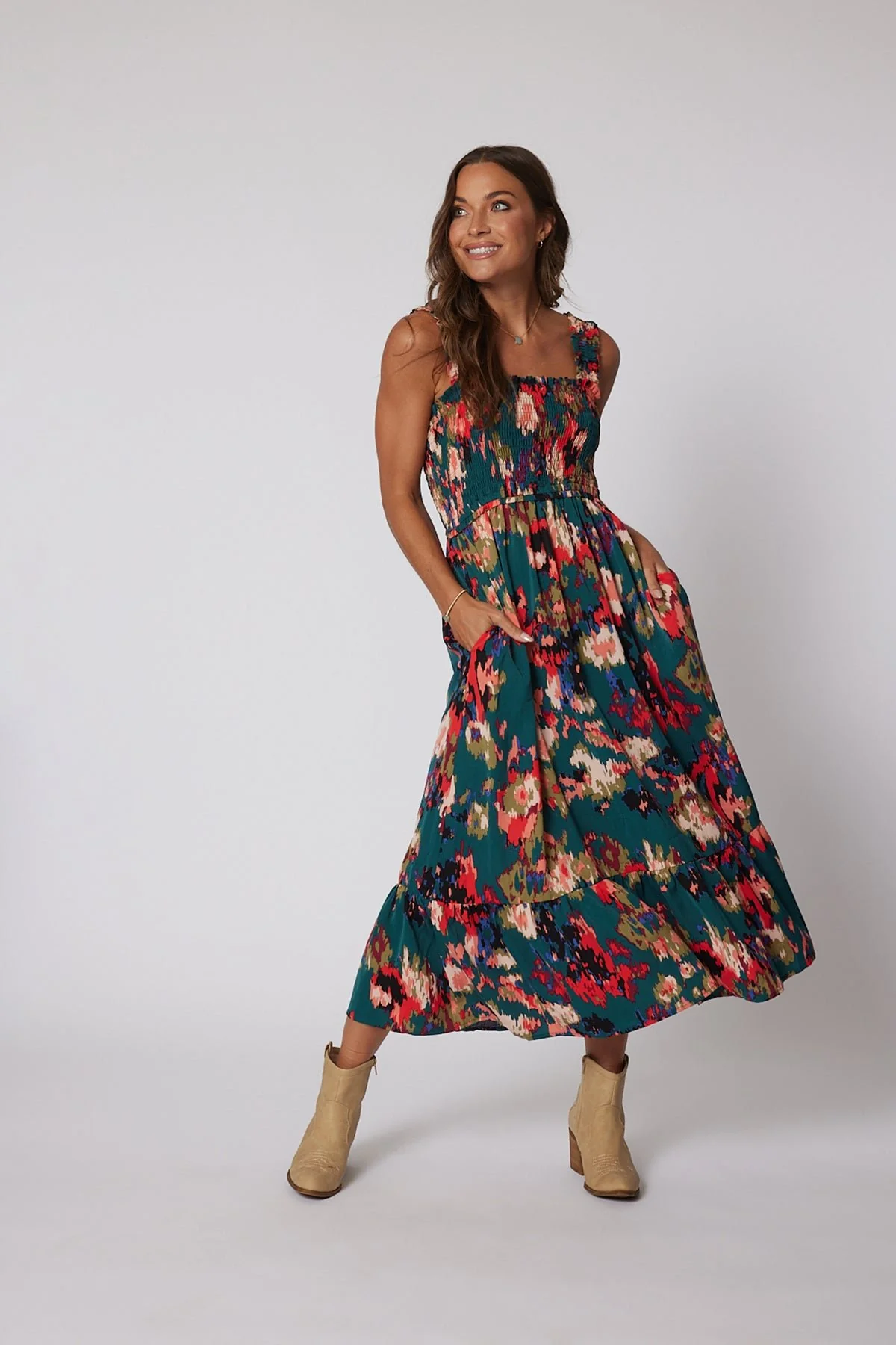 Multi Color Print Smock Maxi Dress - Image 2