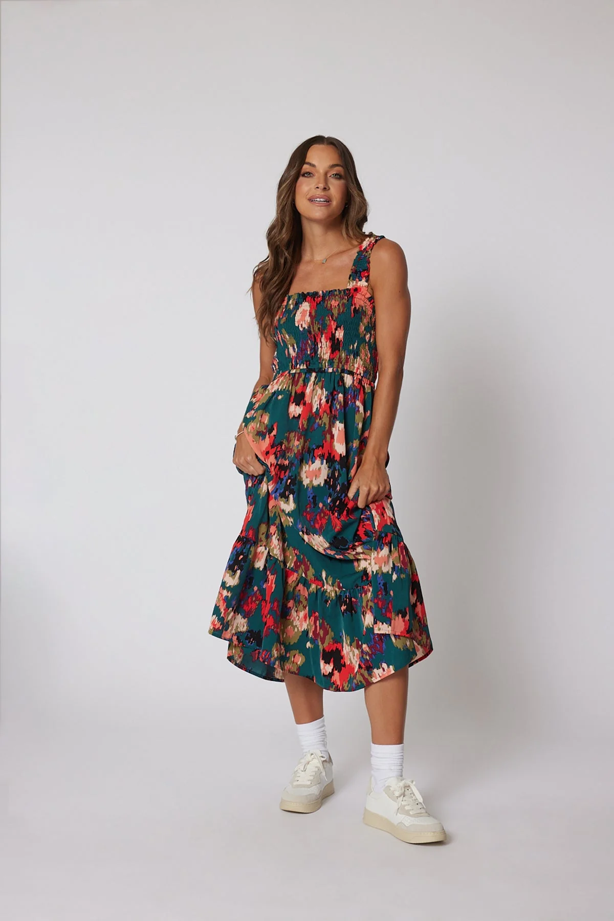 Multi Color Print Smock Maxi Dress - Image 3