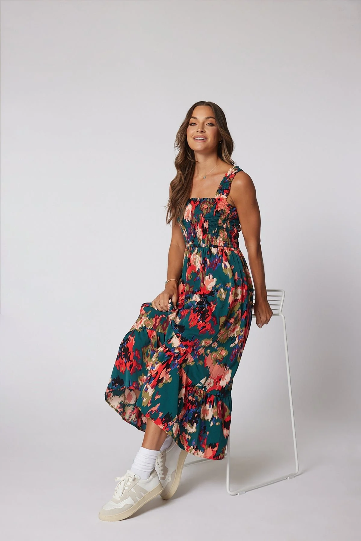 Multi Color Print Smock Maxi Dress - Image 4