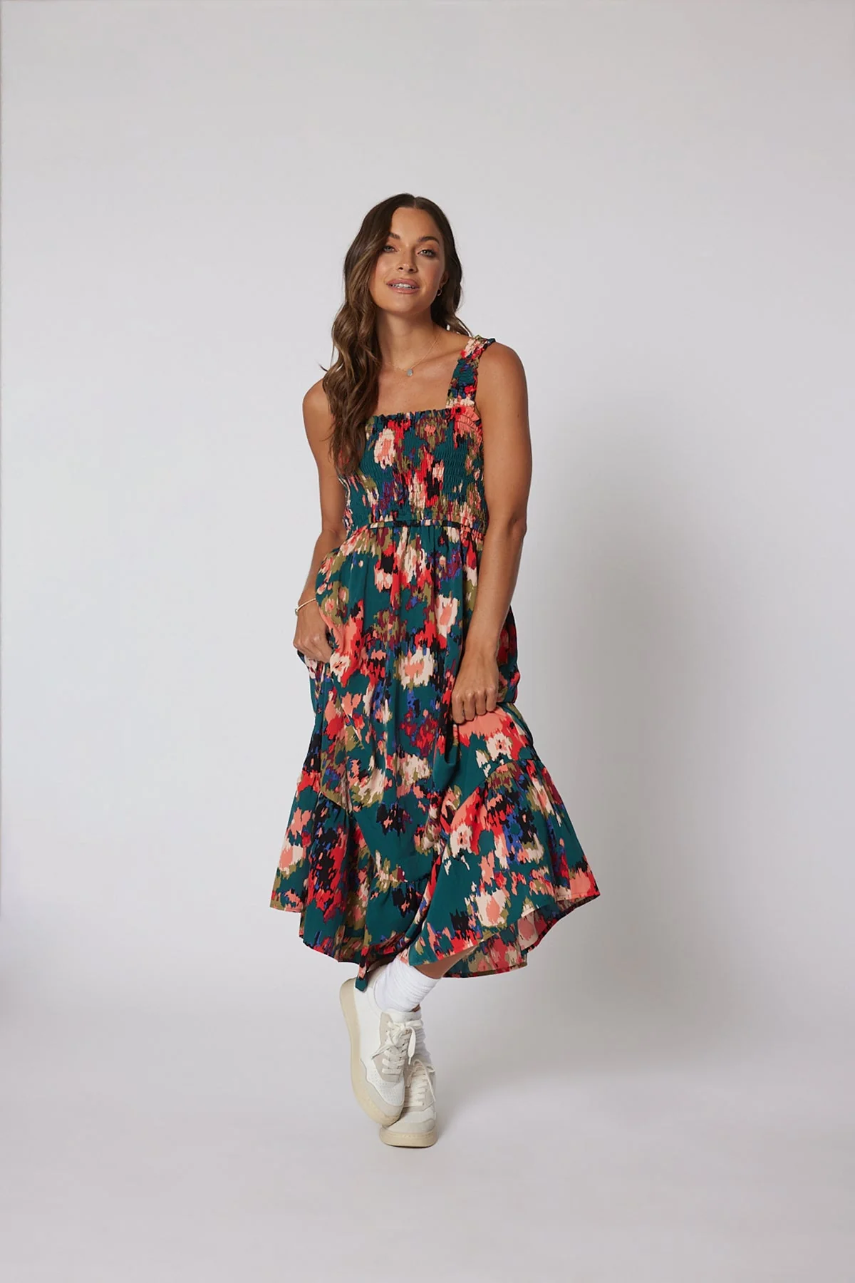 Multi Color Print Smock Maxi Dress - Image 6