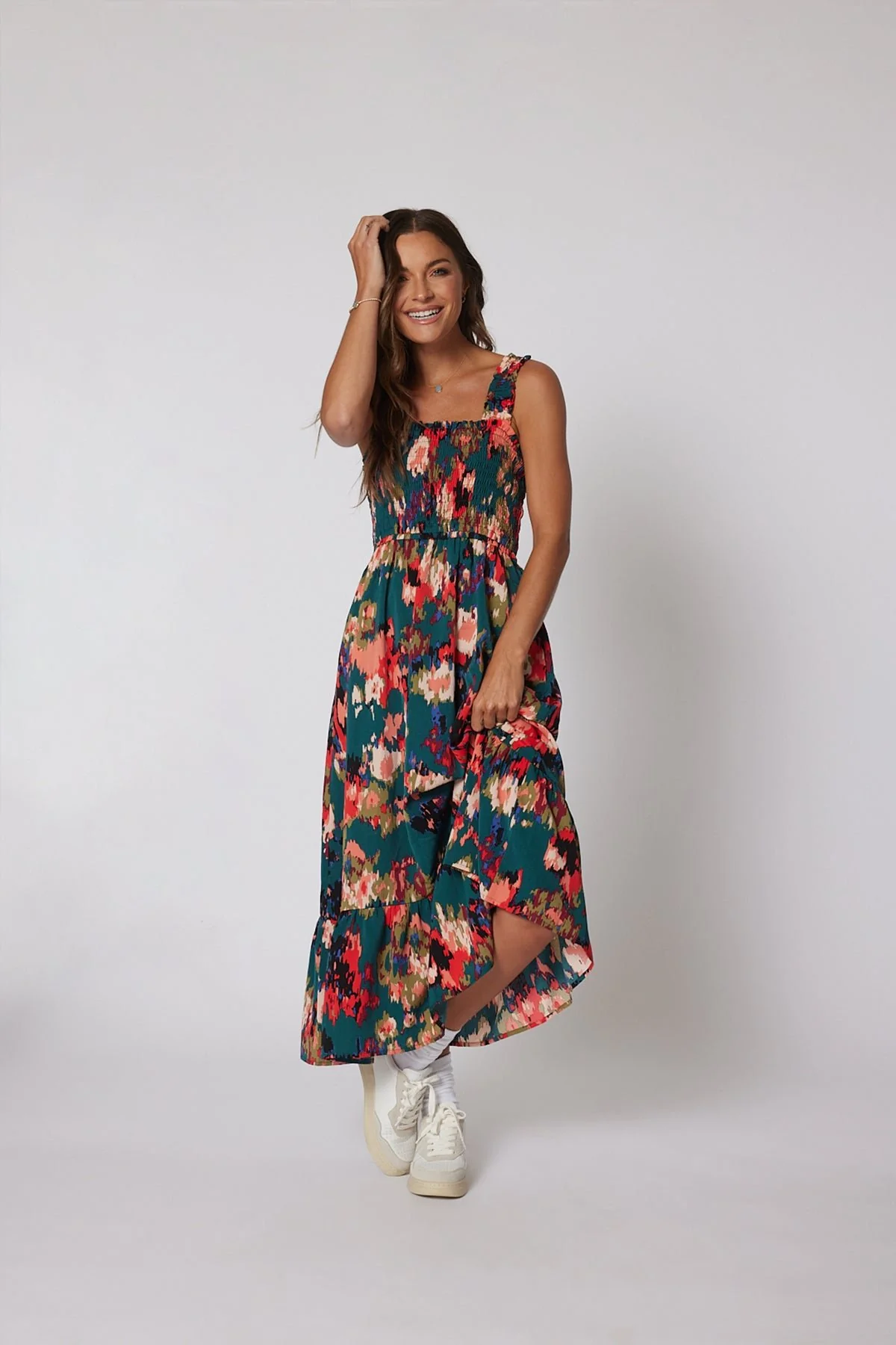 Multi Color Print Smock Maxi Dress - Image 7