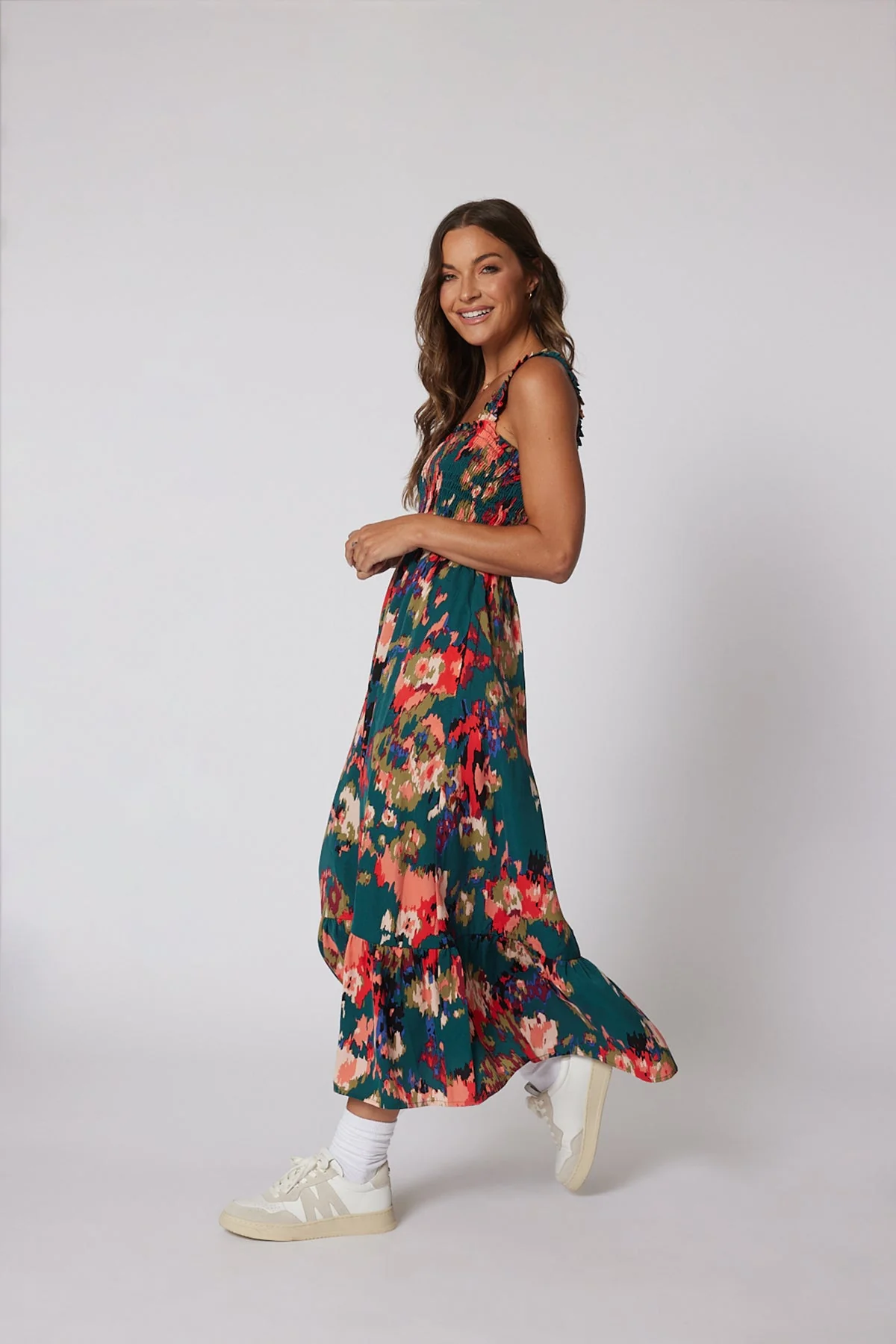 Multi Color Print Smock Maxi Dress - Image 8
