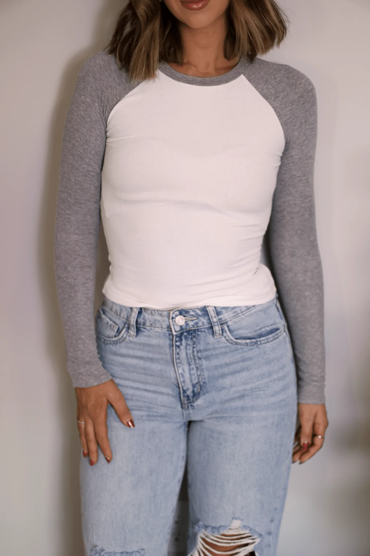 Natalie Grey Color Block Tee - Image 5