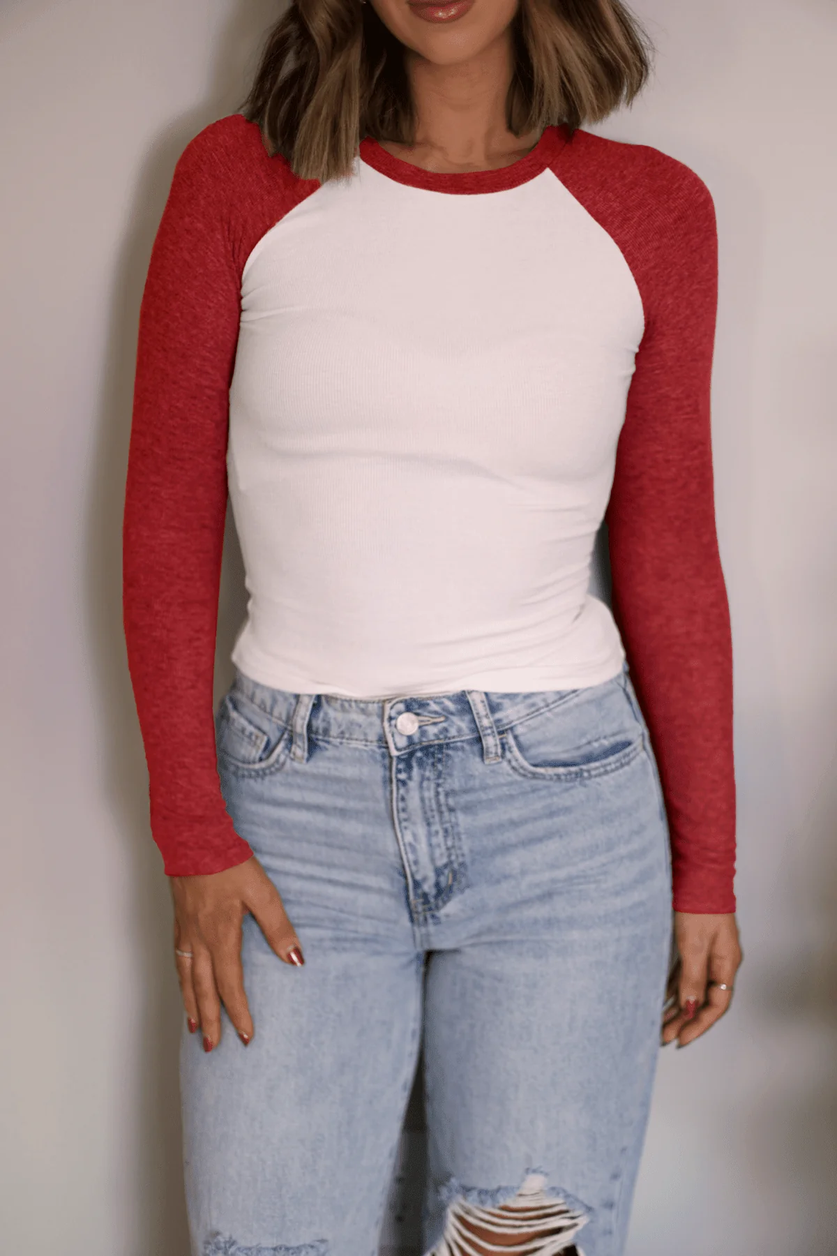 Natalie Red Color Block Tee - Image 3