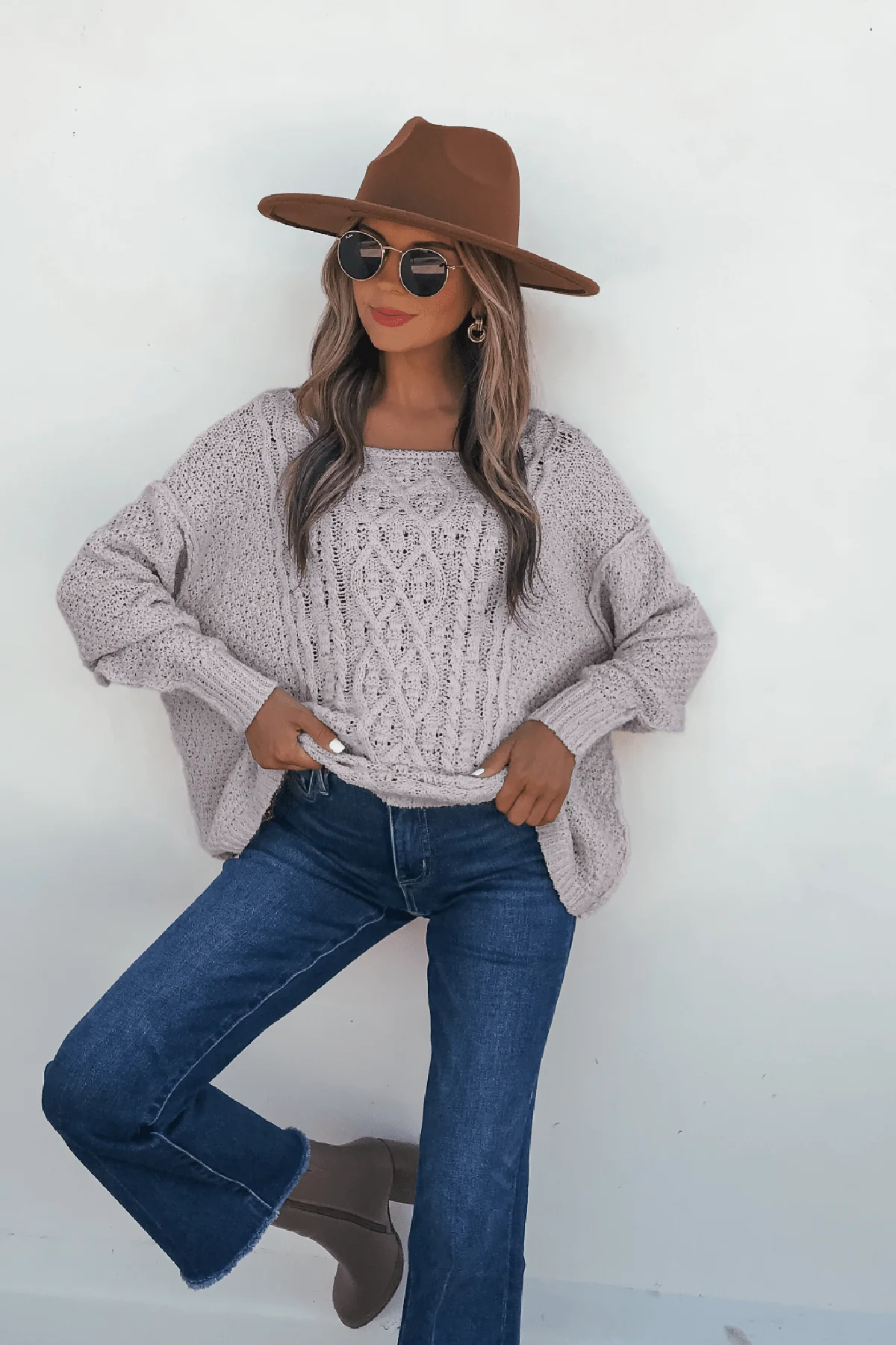 Natasha Grey Cable Knit Sweater - FINAL SALE