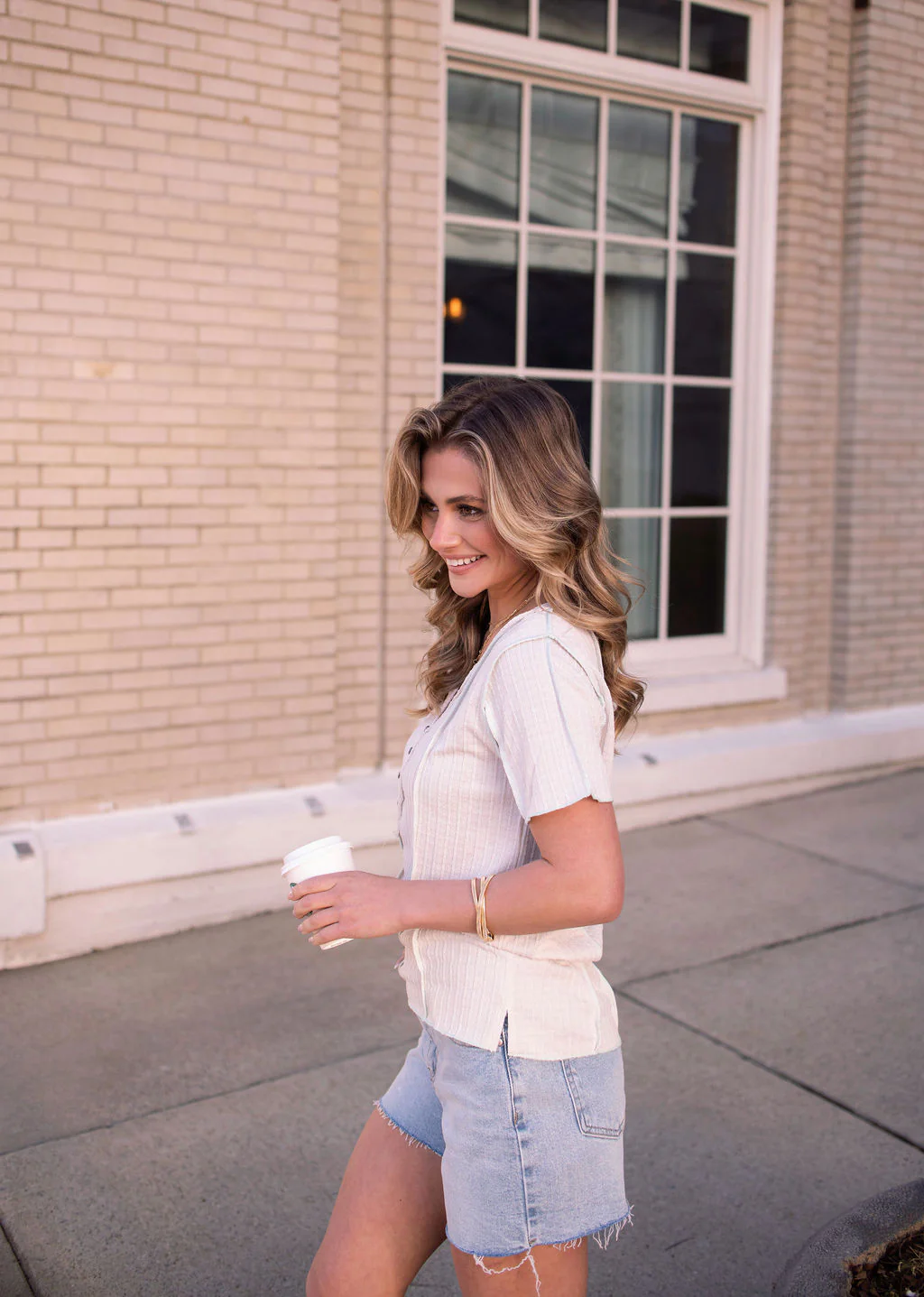 Natural Contrast Trim Button Up Top - FINAL SALE - Image 5