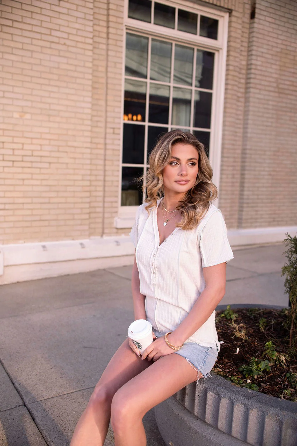 Natural Contrast Trim Button Up Top - FINAL SALE - Image 7