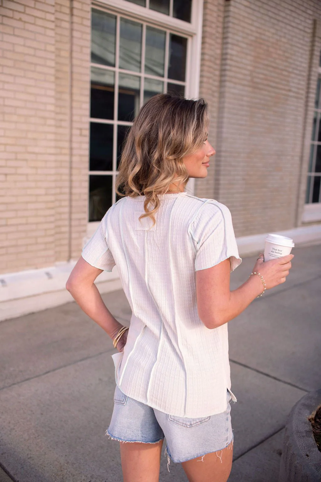 Natural Contrast Trim Button Up Top - FINAL SALE - Image 8