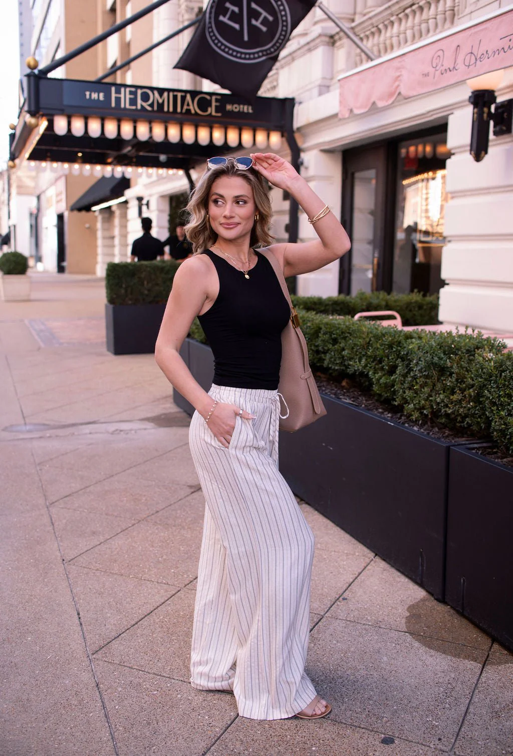 Natural Striped Linen Drawstring Pants - Image 5