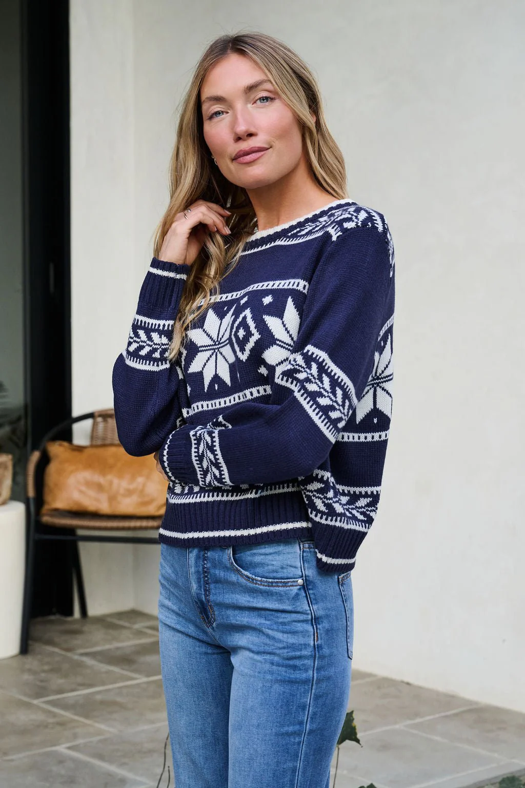 Navy Ribbed Winter Snowflake Sweater - FINAL SALE - Image 10