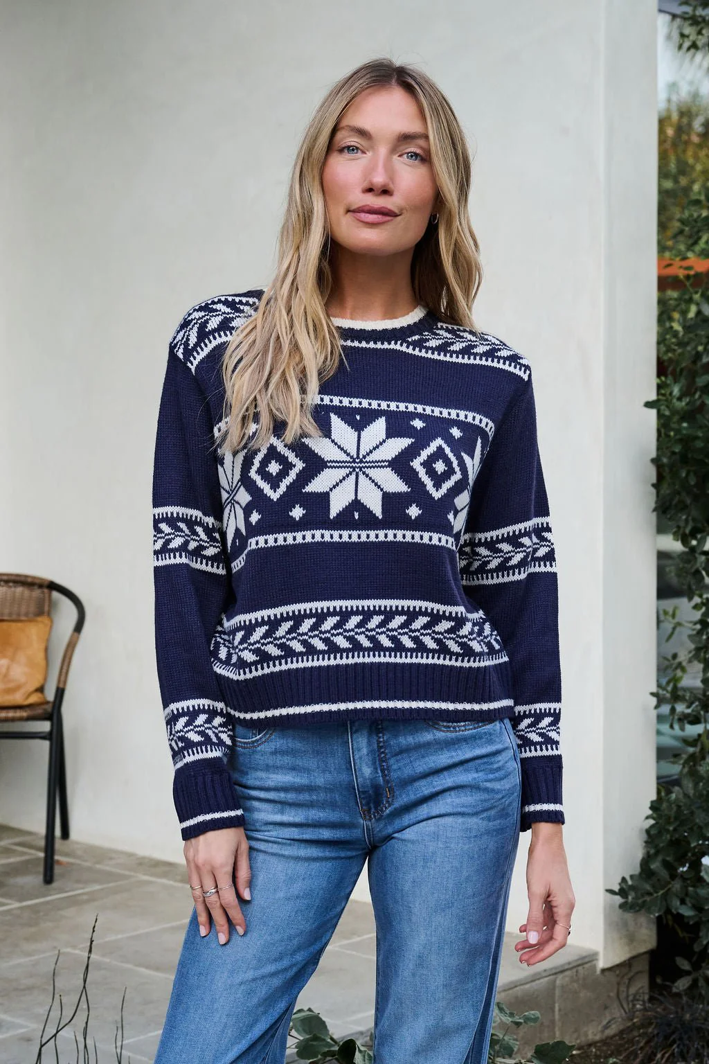 Navy Ribbed Winter Snowflake Sweater - FINAL SALE - Image 6