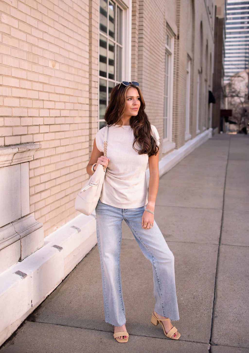 Oatmeal Shirred Linen Top - Image 4
