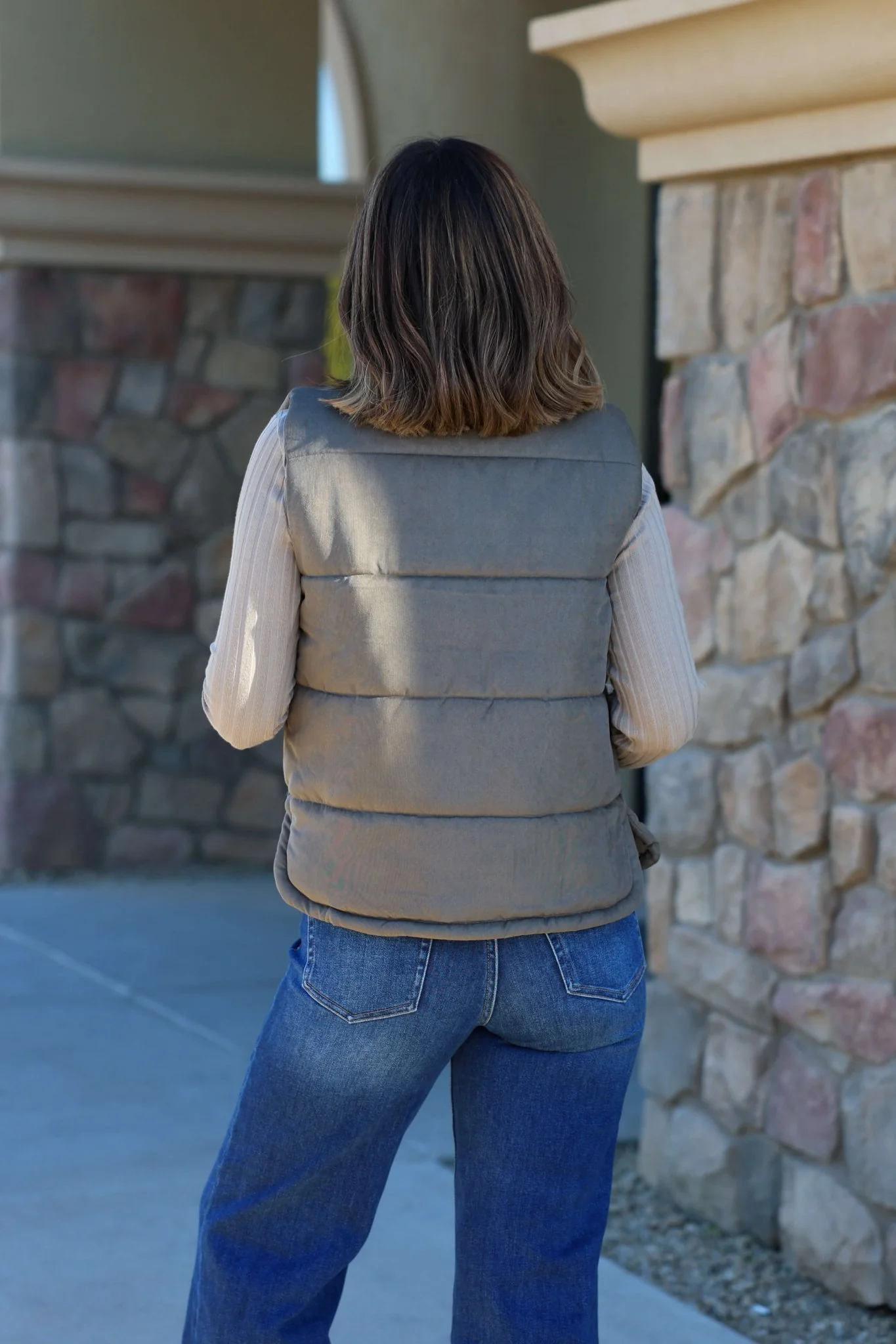Olive Button Up Puffer Vest - FINAL SALE - Image 7