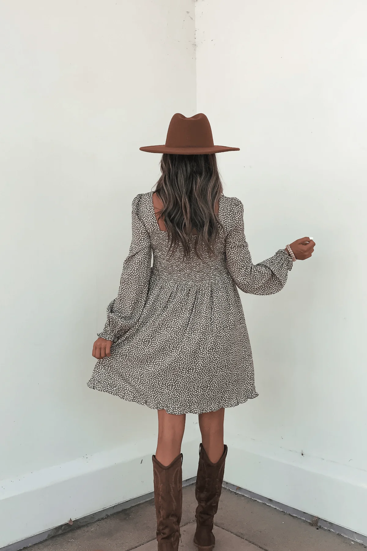 Olive Floral Print Ruched Mini Dress - Image 4