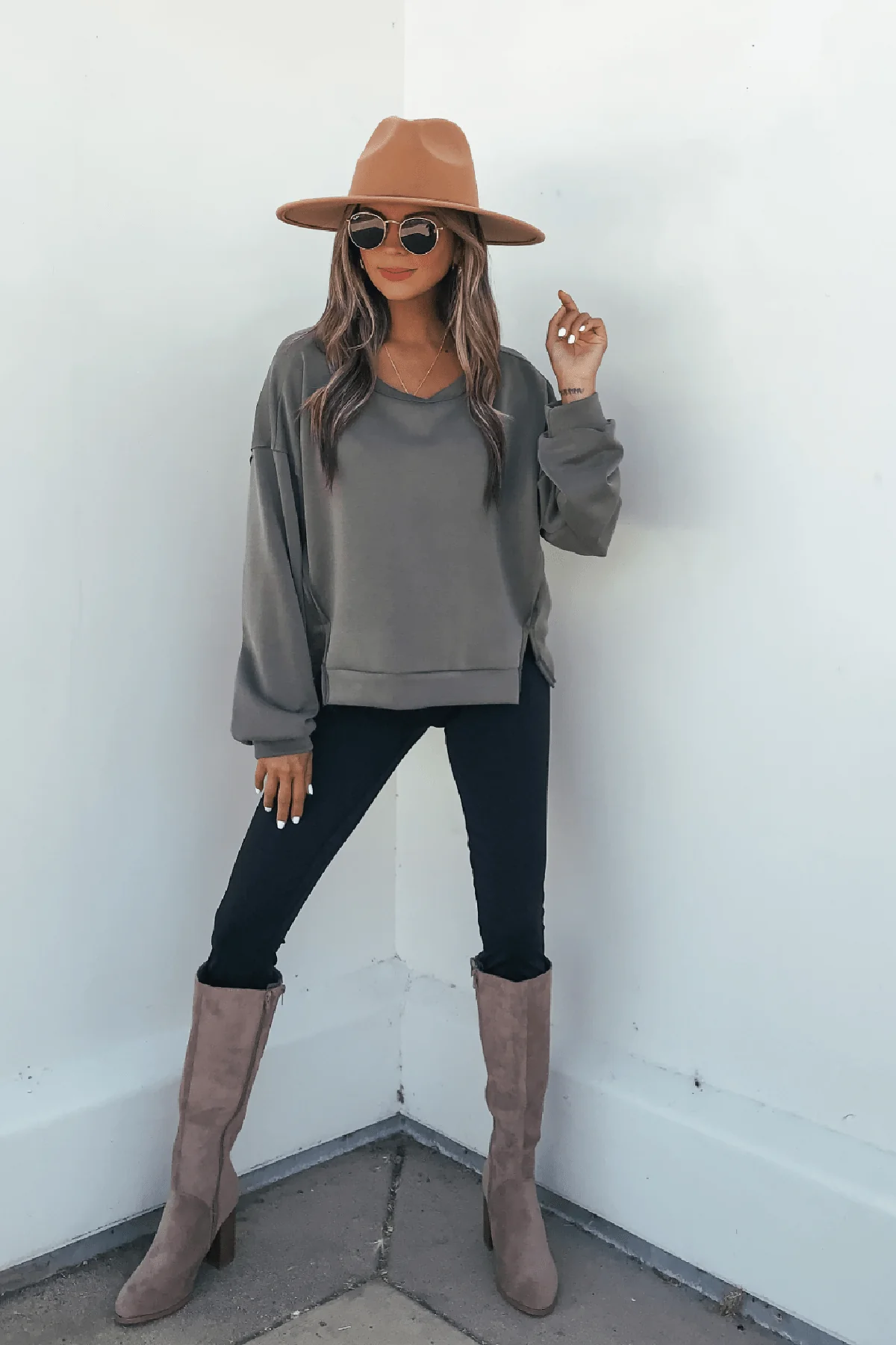 Olive Soft Cloud Scuba Top - FINAL SALE - Image 2