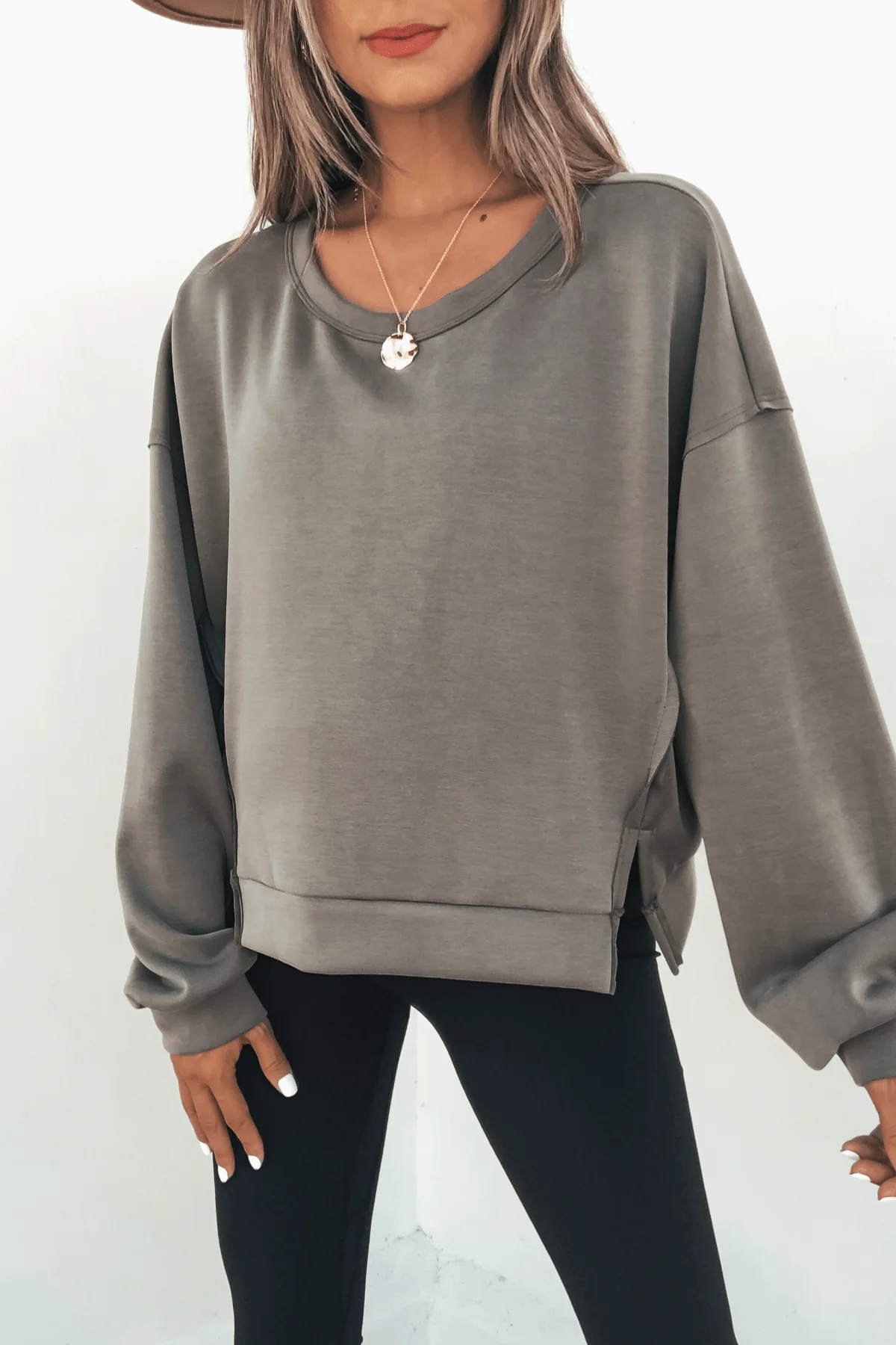 Olive Soft Cloud Scuba Top - FINAL SALE - Image 3