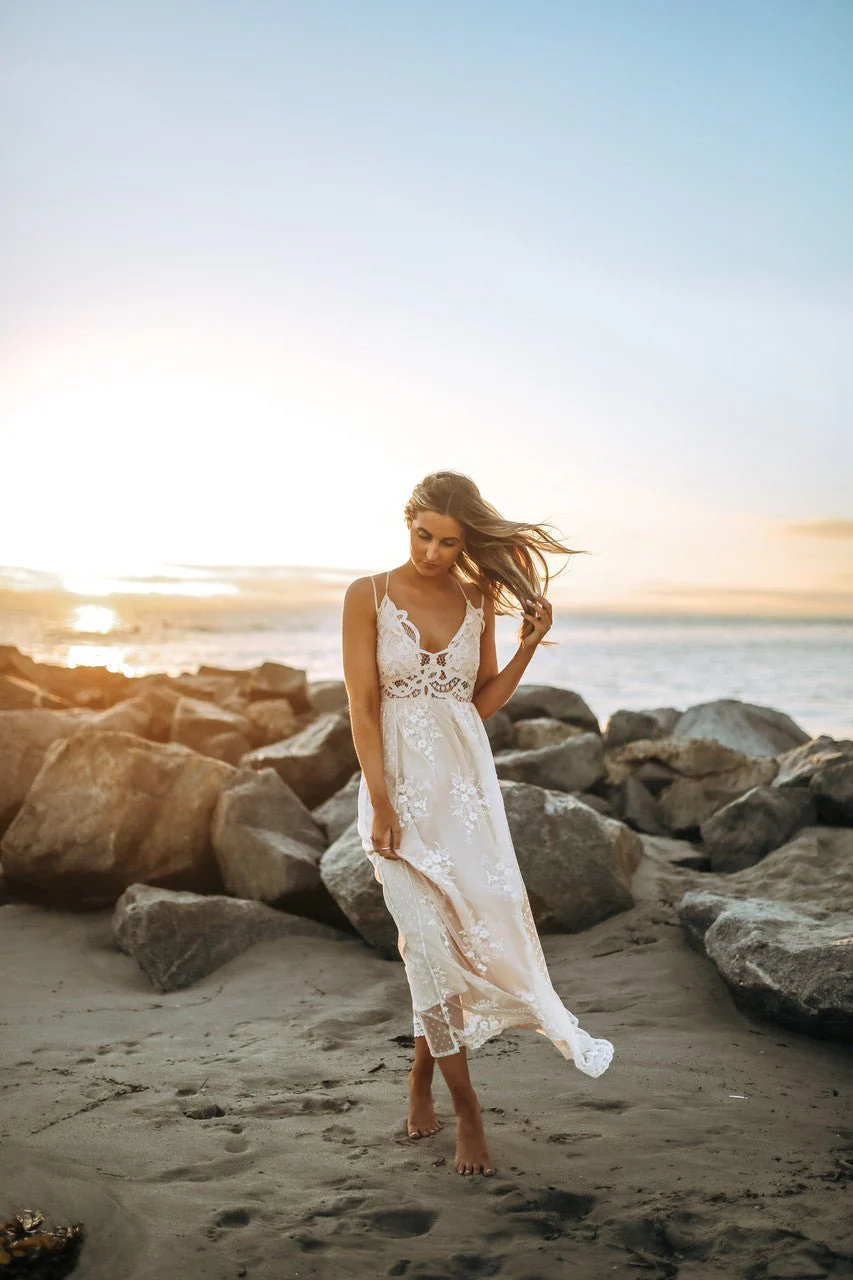 Paradise Island Scalloped Vanilla Lace Maxi Dress - Image 11