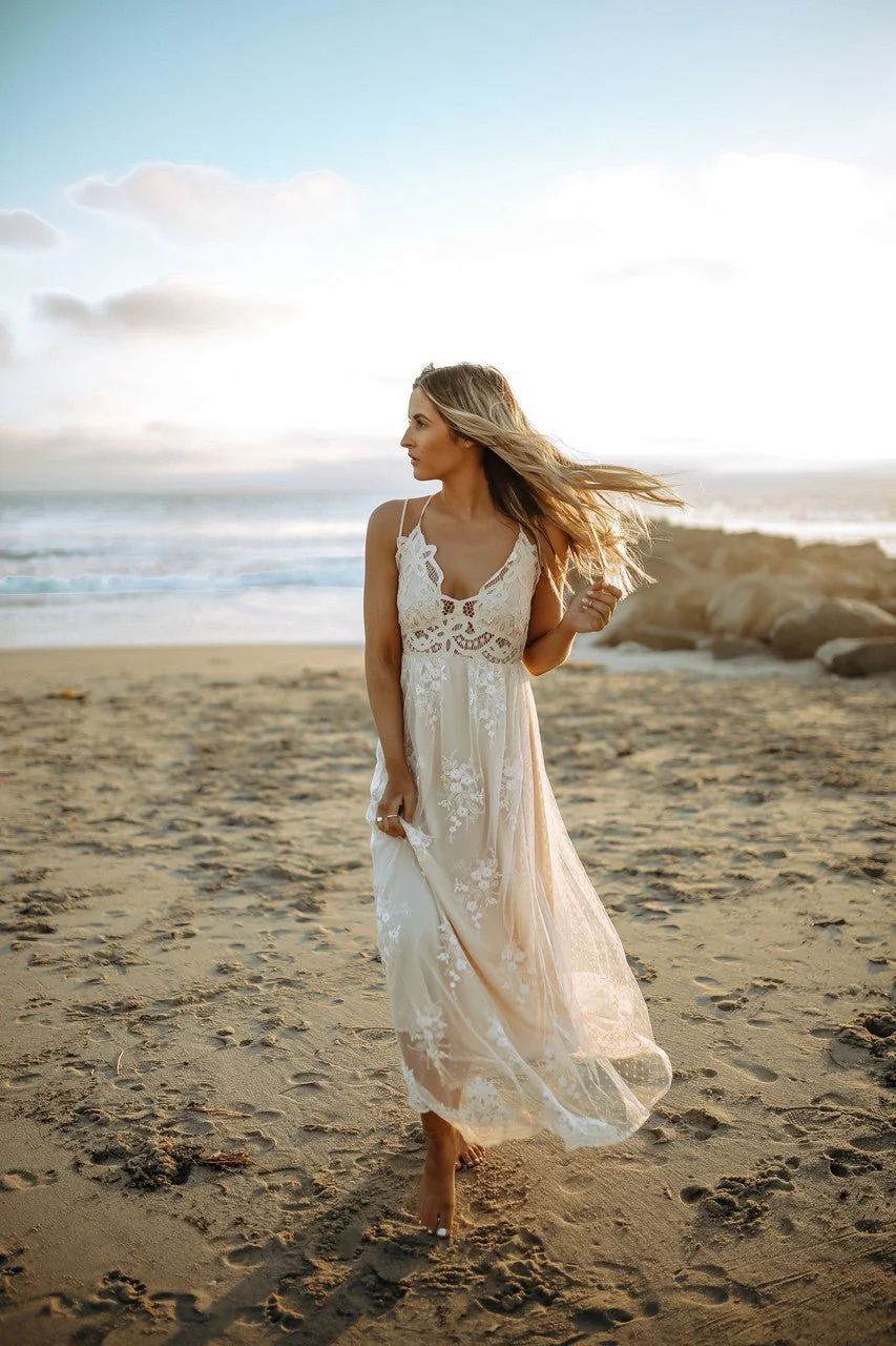 Paradise Island Scalloped Vanilla Lace Maxi Dress - Image 12