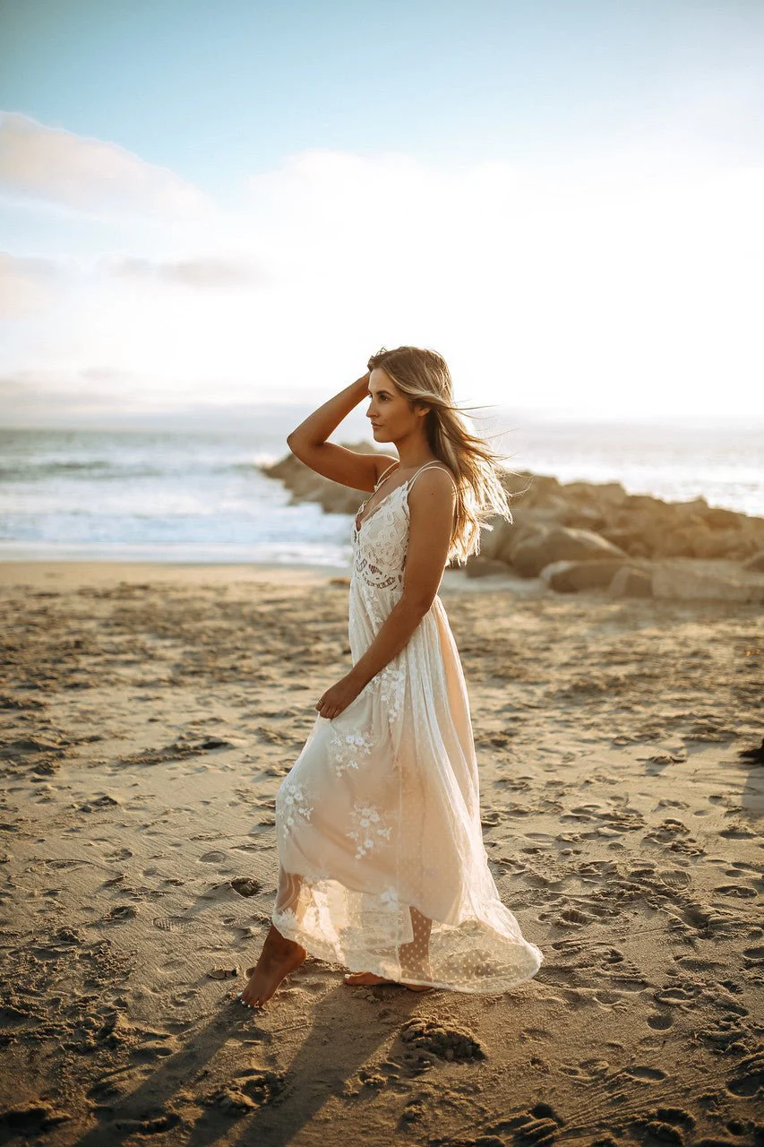 Paradise Island Scalloped Vanilla Lace Maxi Dress - Image 14