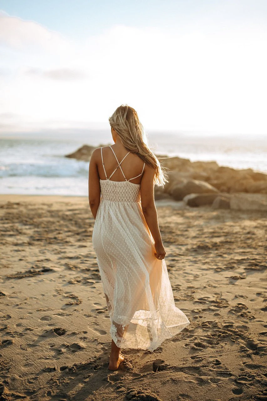 Paradise Island Scalloped Vanilla Lace Maxi Dress - Image 7