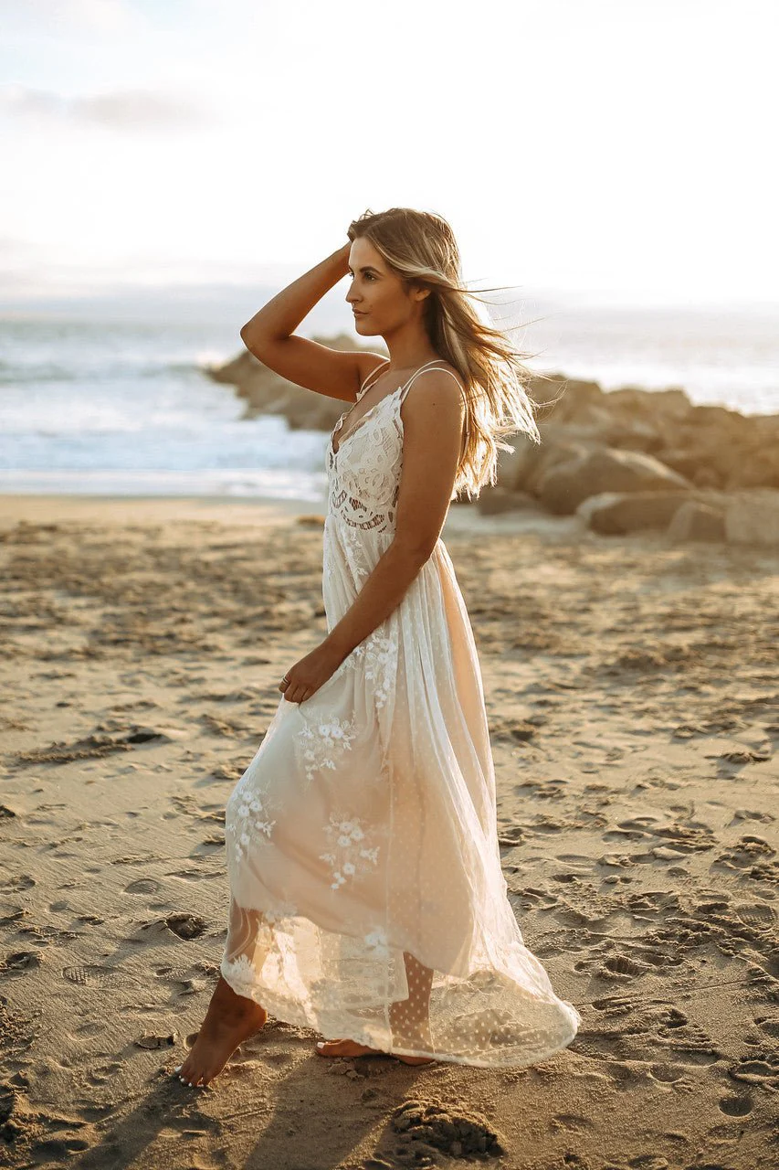 Paradise Island Scalloped Vanilla Lace Maxi Dress - Image 8
