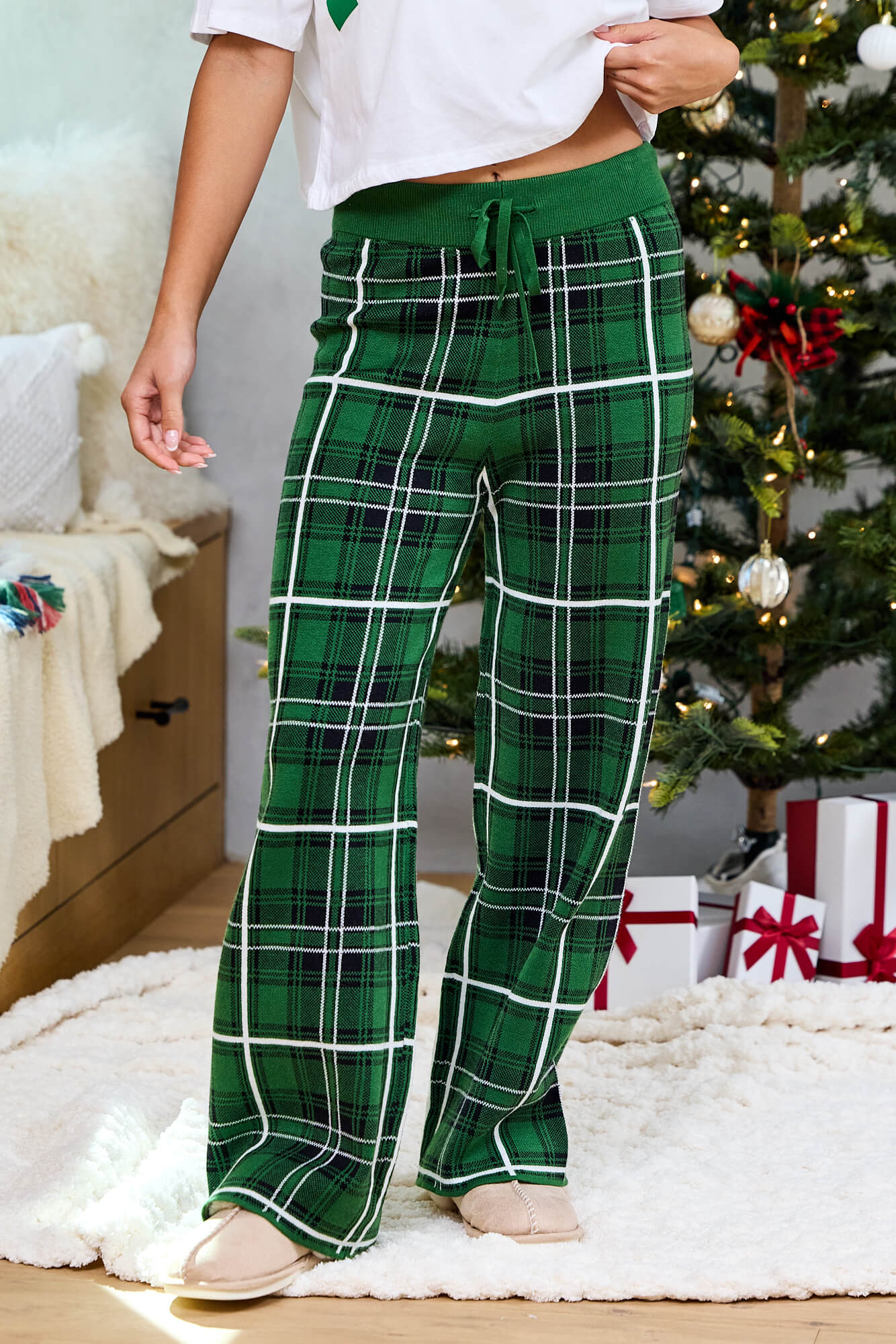 Pine Mist Plaid Sweater Pajama Pants - FINAL SALE - Image 2