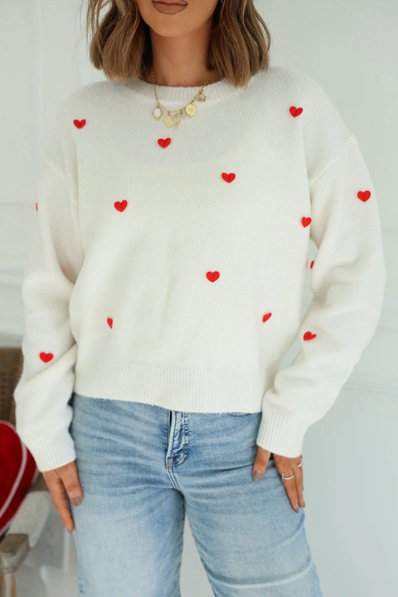 Red and White 3D Heart Sweater - FINAL SALE - Image 3