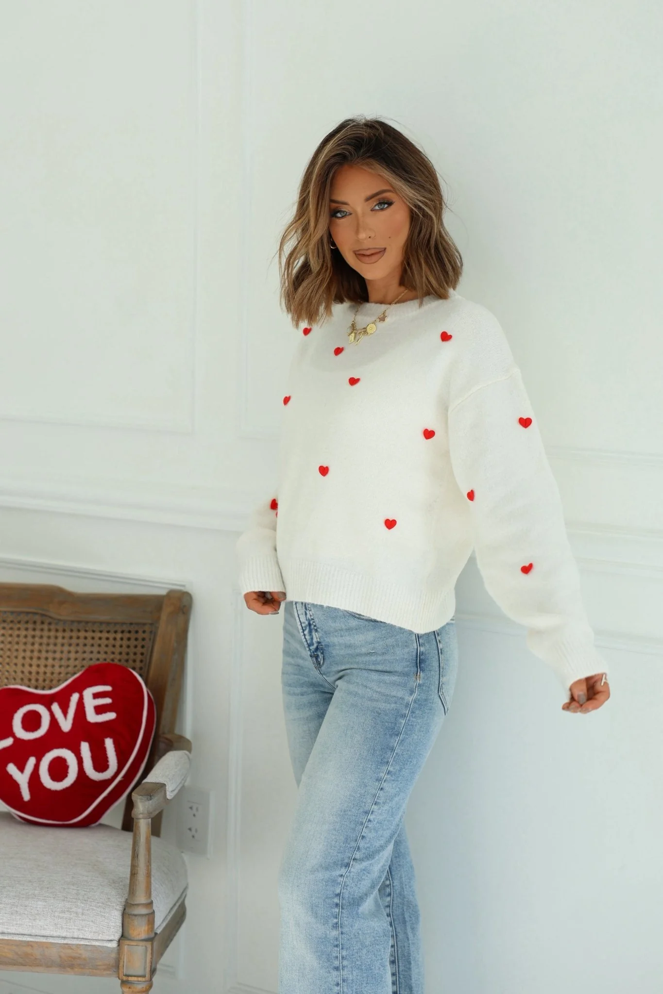Red and White 3D Heart Sweater - FINAL SALE - Image 4