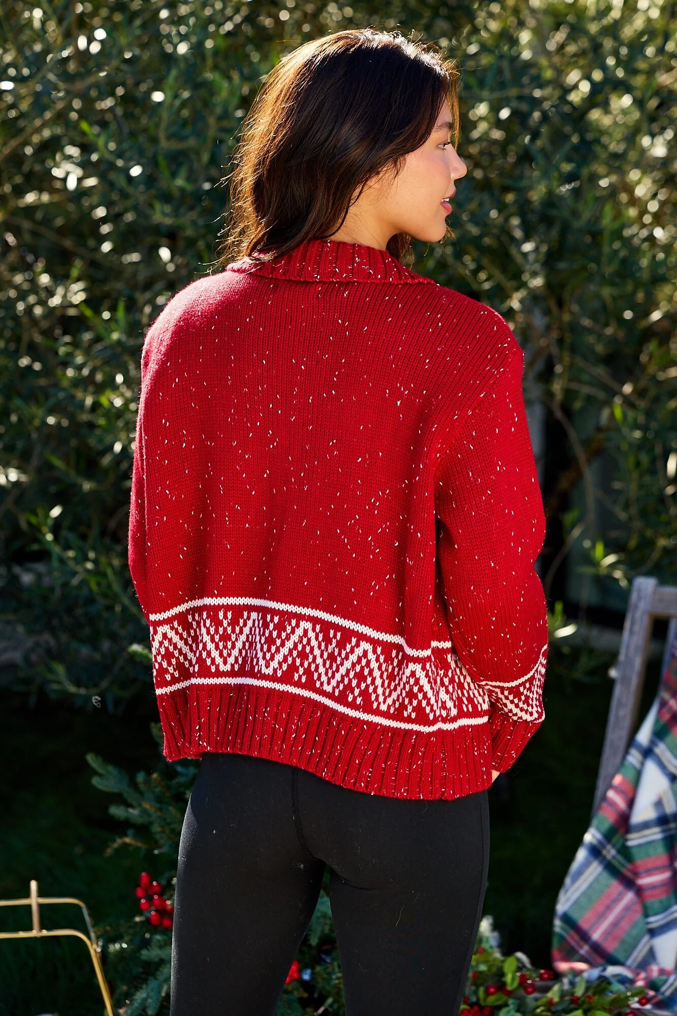 Red and White Aztec Zip Sweater Cardigan - FINAL SALE - Image 11