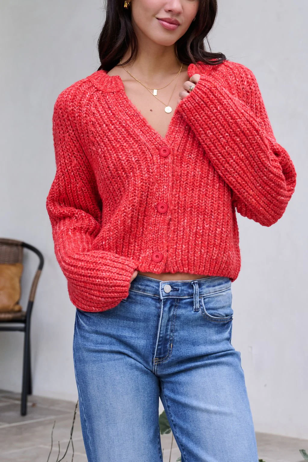 Red Confetti Knit Buttoned Cardigan - FINAL SALE - Image 11