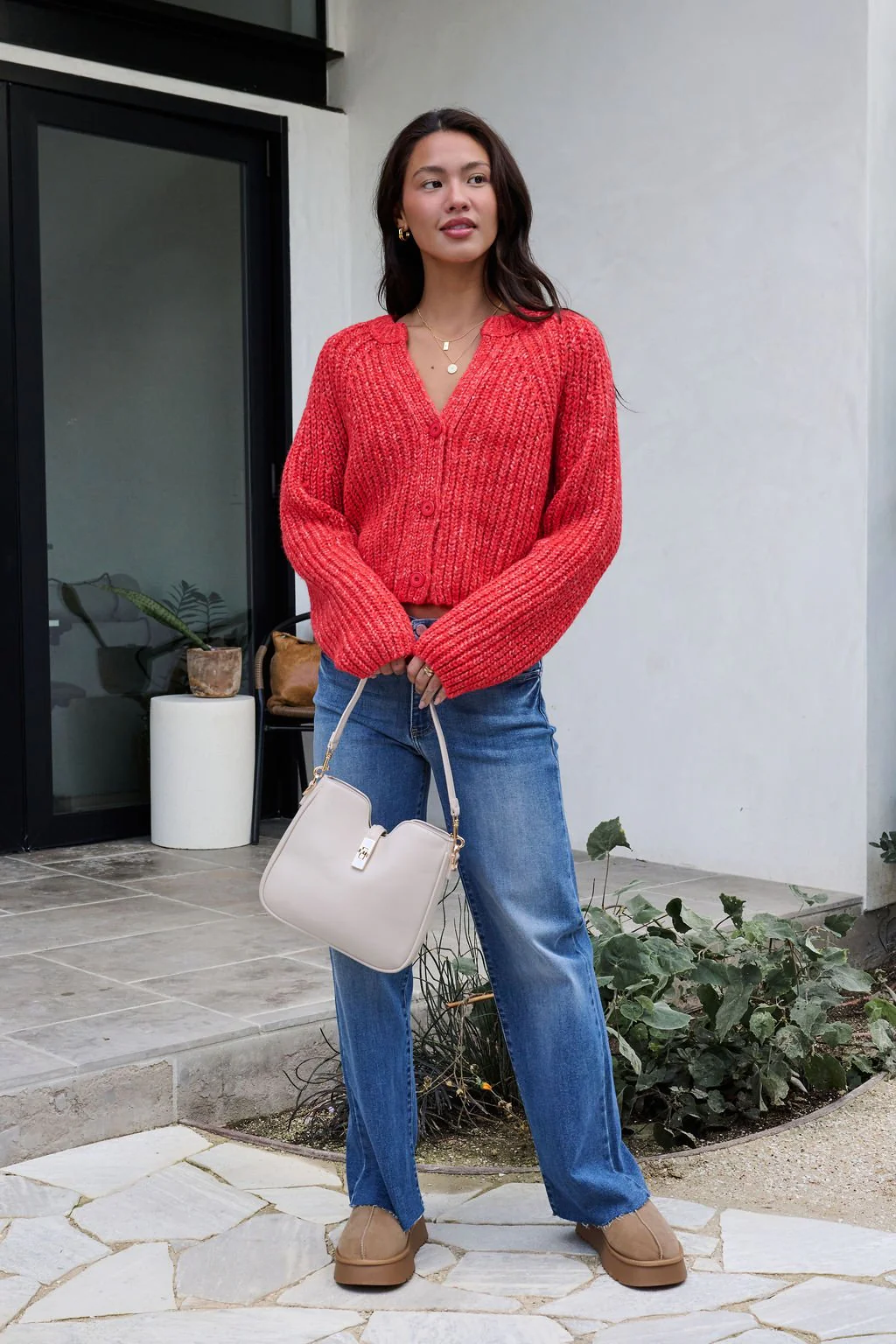 Red Confetti Knit Buttoned Cardigan - FINAL SALE - Image 5