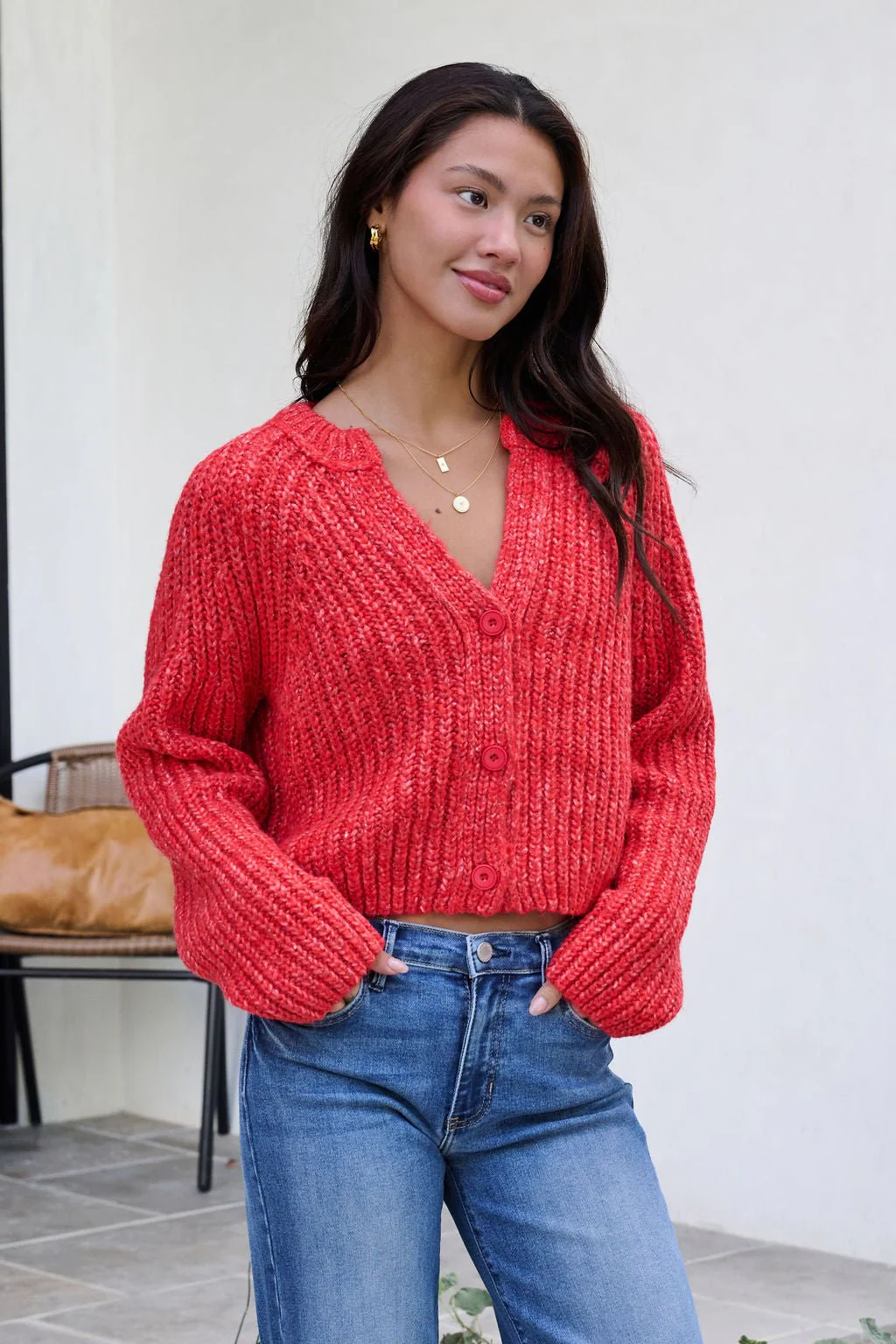 Red Confetti Knit Buttoned Cardigan - FINAL SALE - Image 7