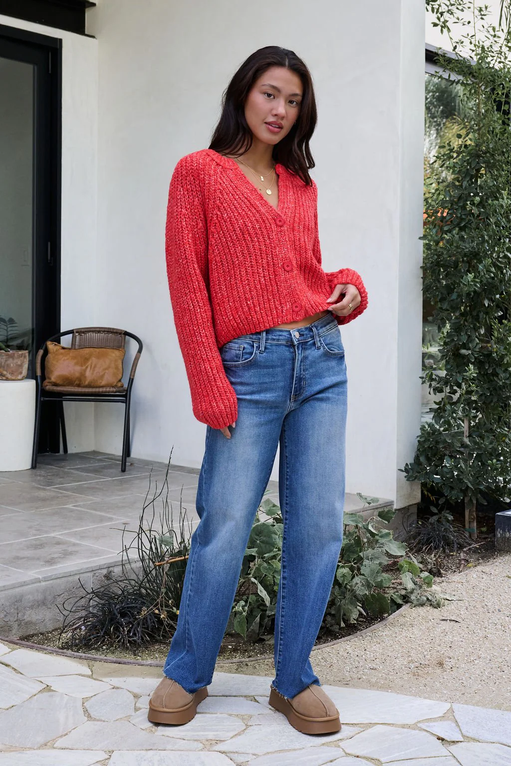Red Confetti Knit Buttoned Cardigan - FINAL SALE - Image 8