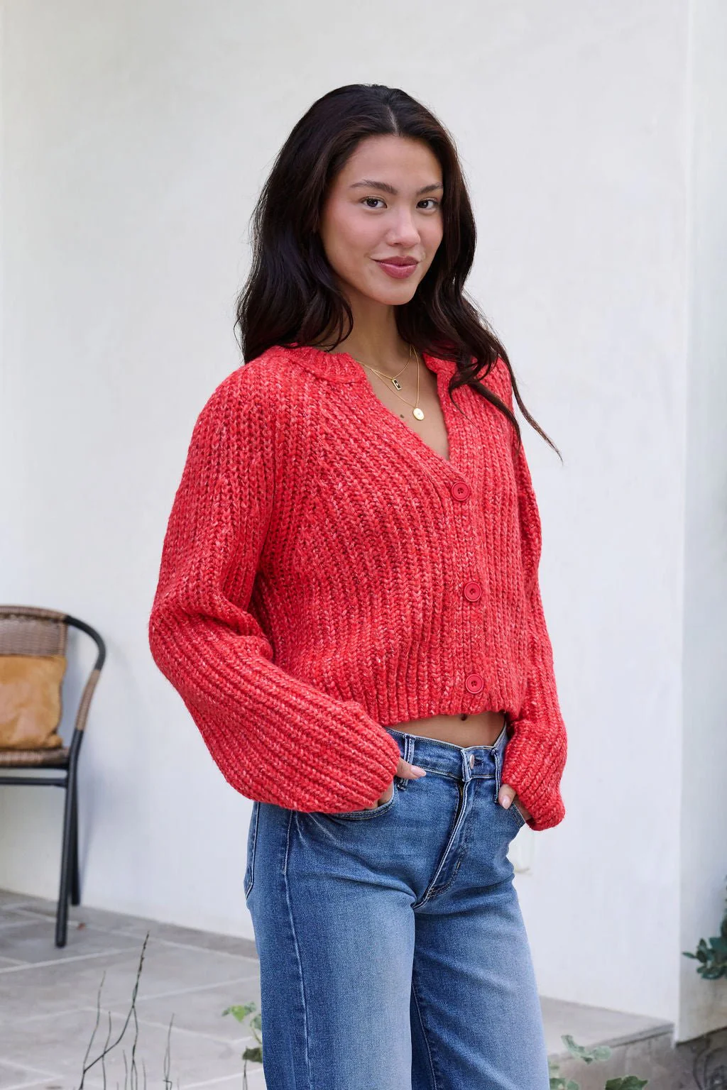 Red Confetti Knit Buttoned Cardigan - FINAL SALE - Image 9