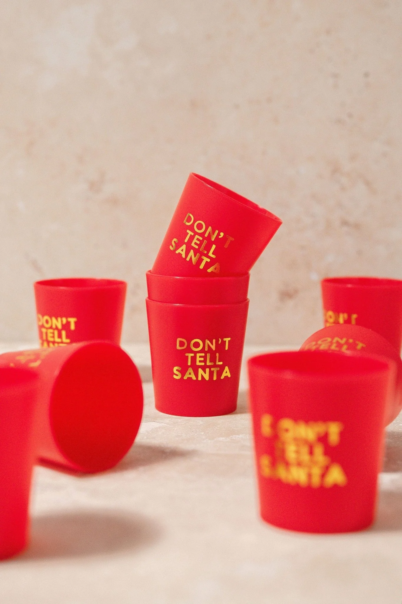 Red Don't Tell Santa Shot Cup Set - FINAL SALE