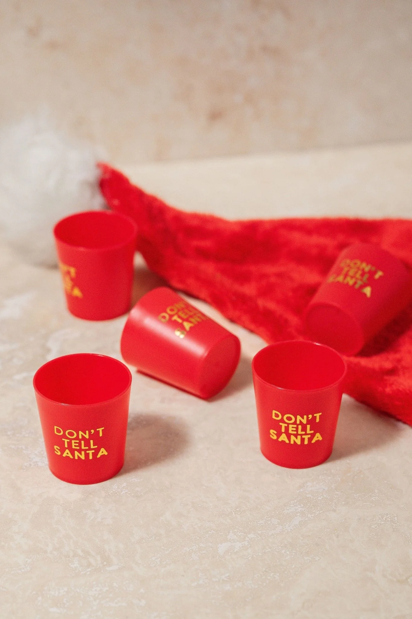 Red Don't Tell Santa Shot Cup Set - FINAL SALE - Image 3