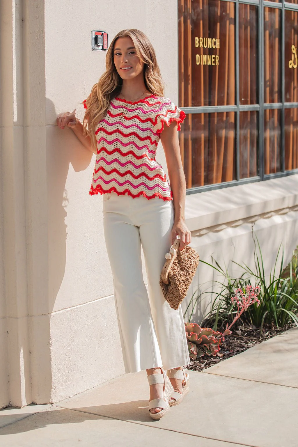 Red Multi Chevron Knit Sweater - Image 4