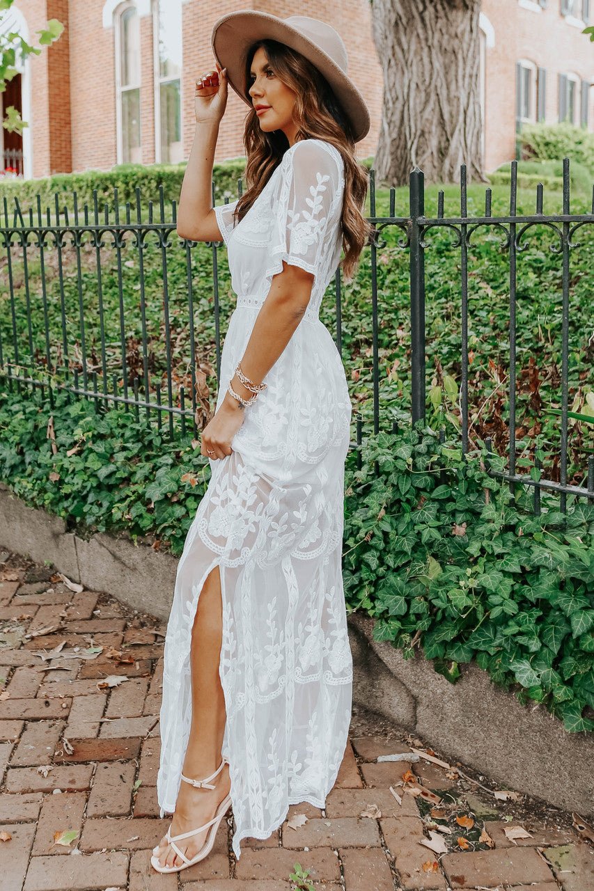 Reign White Lace Romper Maxi - FINAL SALE - Image 3