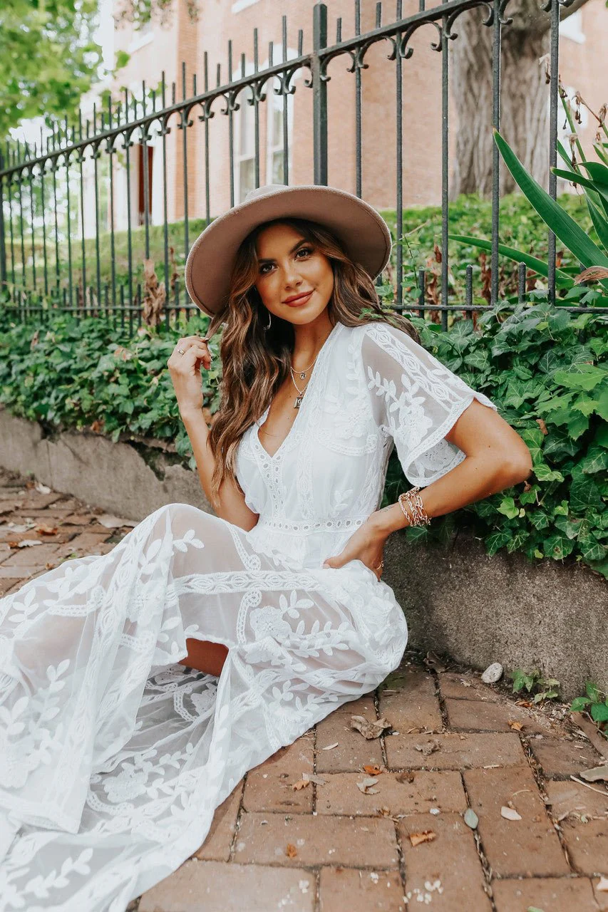 Reign White Lace Romper Maxi - FINAL SALE - Image 4