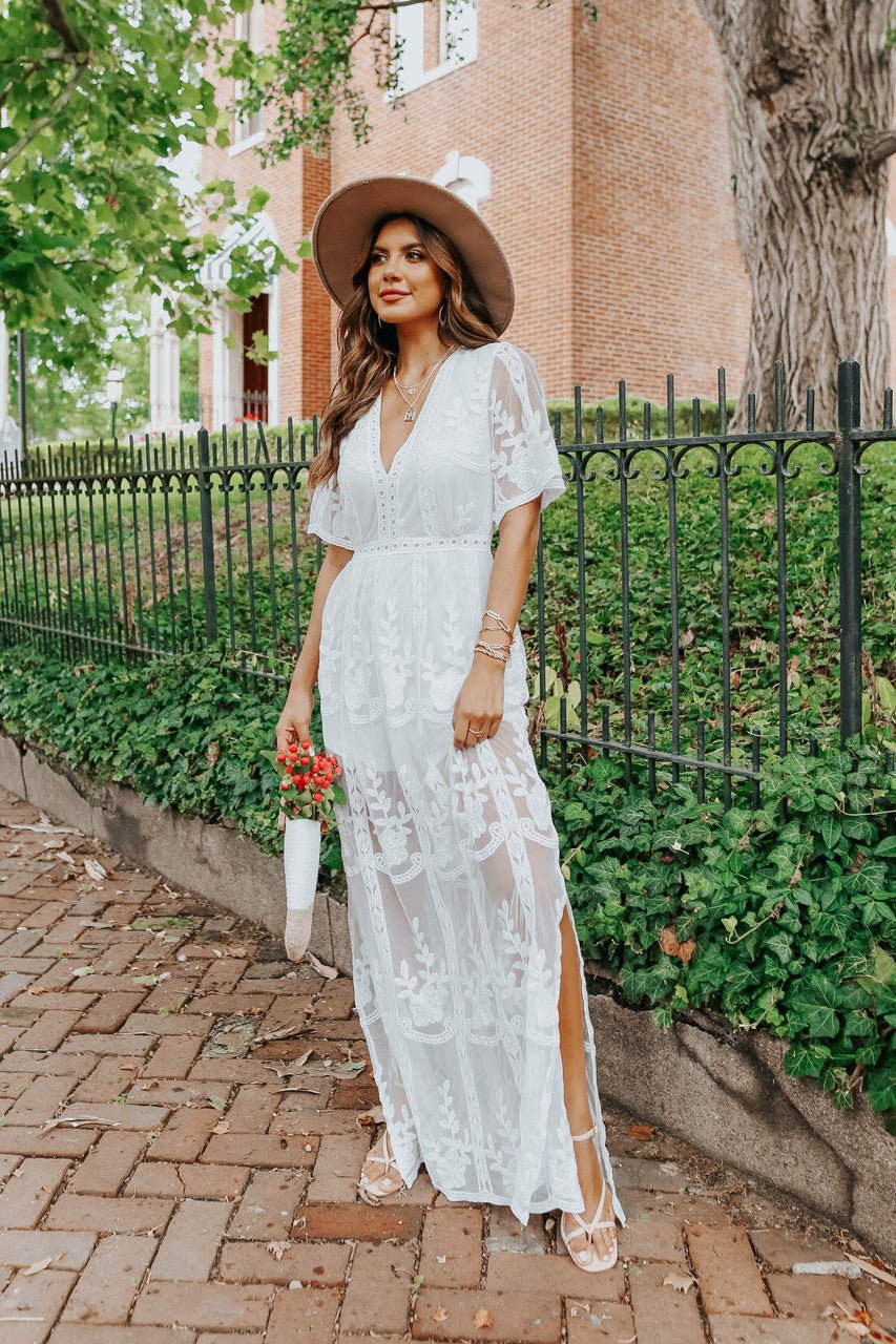 Reign White Lace Romper Maxi - FINAL SALE - Image 5